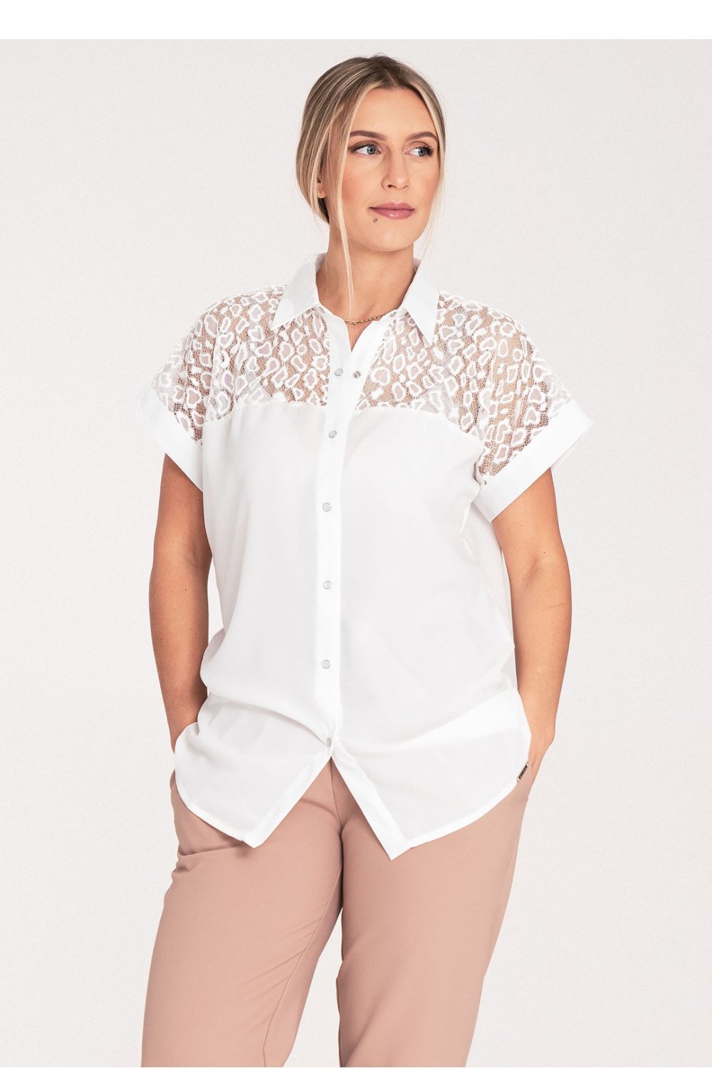 Image of Chemise manche courte beige