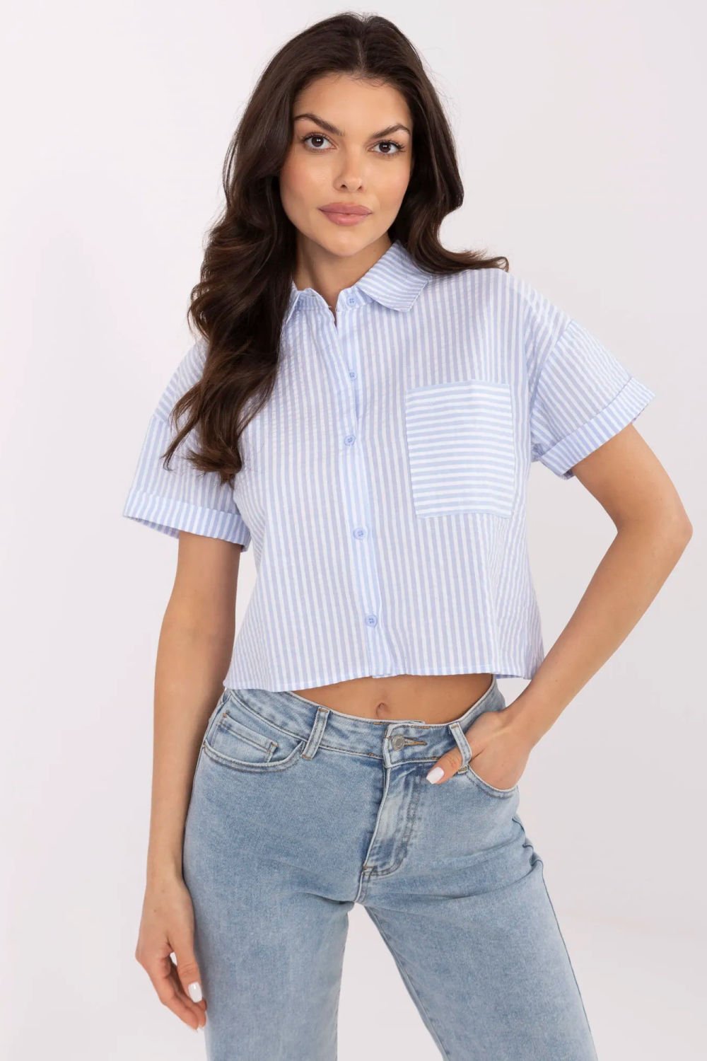 Image of Chemise manche courte bleu