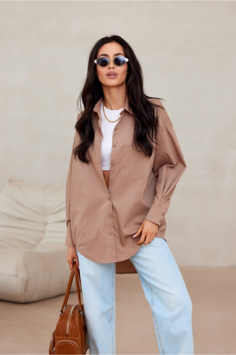 Image of Chemise manche longue beige