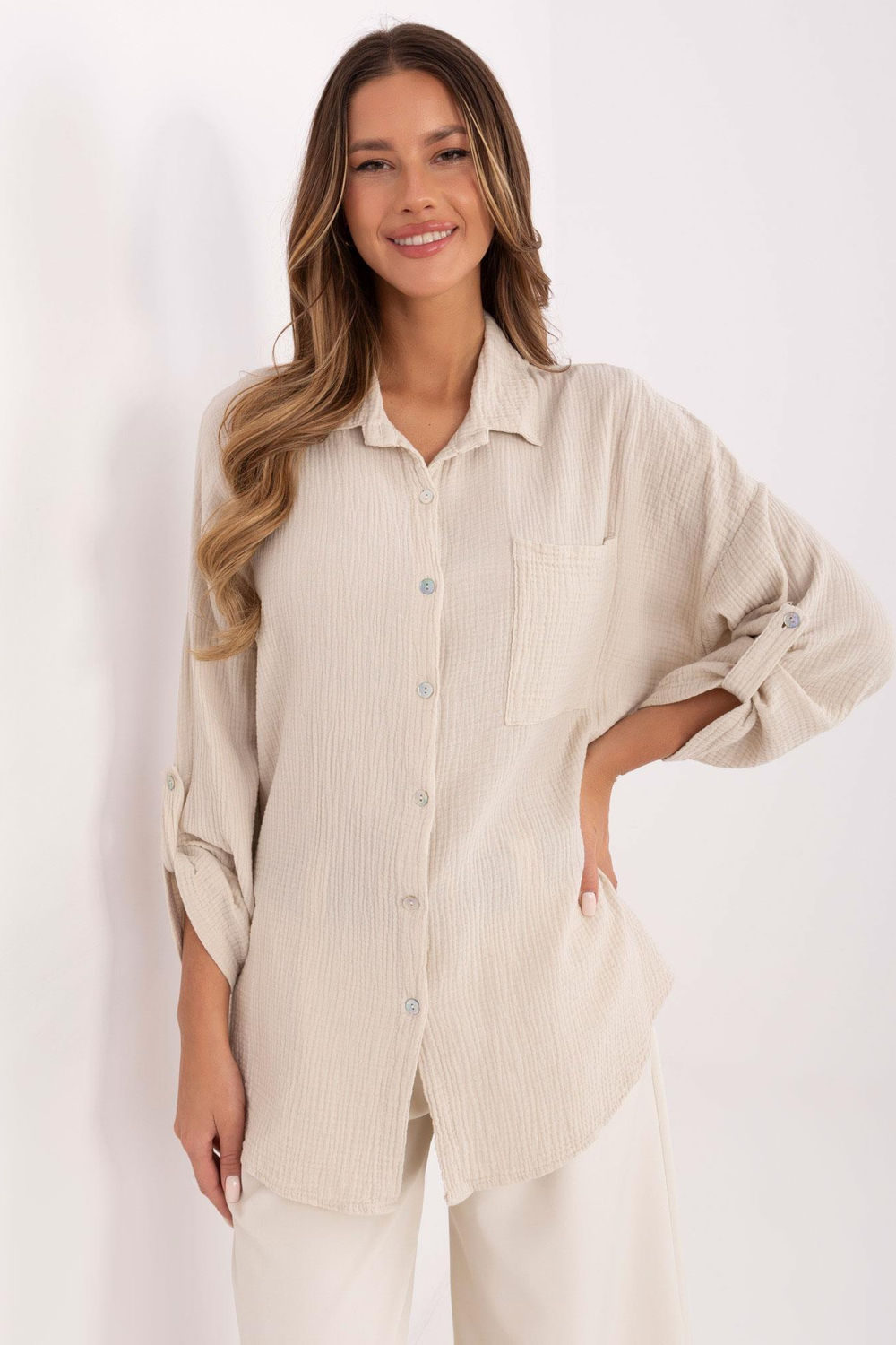 Image of Chemise manche longue beige