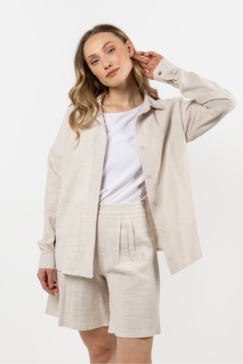Image of Chemise manche longue beige