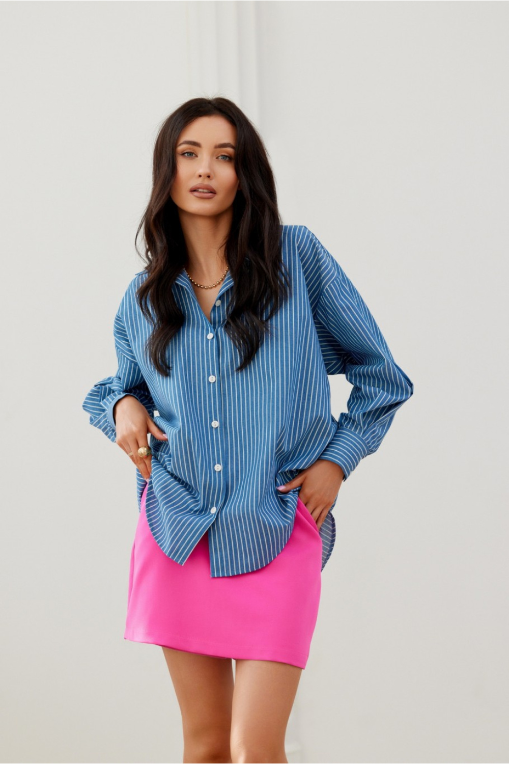 Image of Chemise manche longue bleue