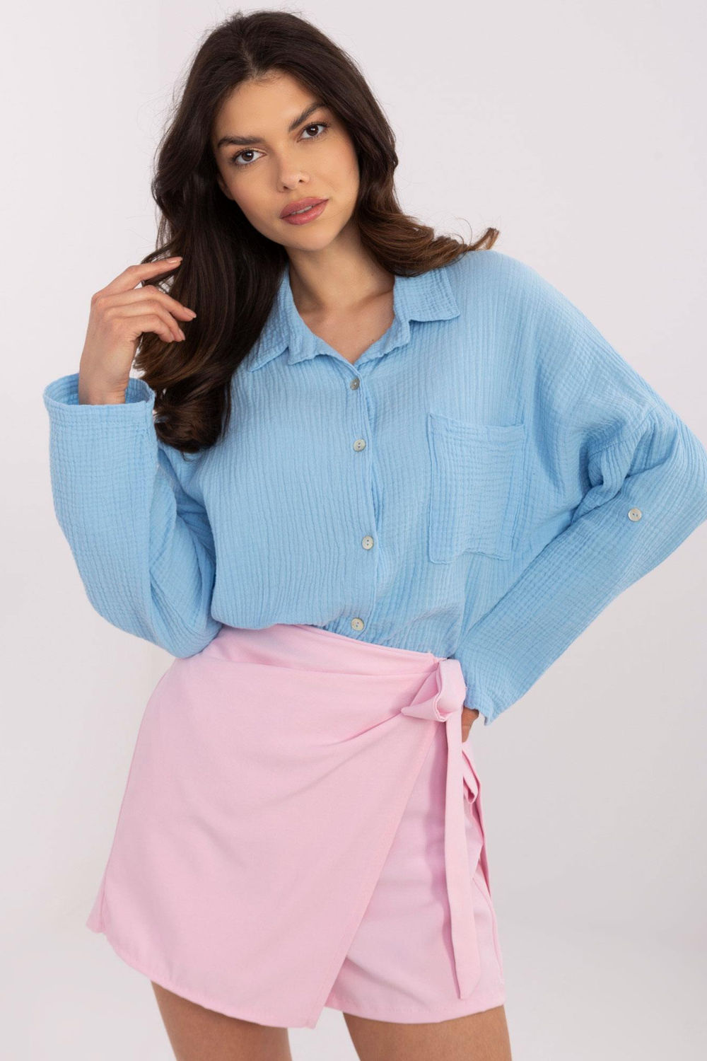 Image of Chemise manche longue bleue