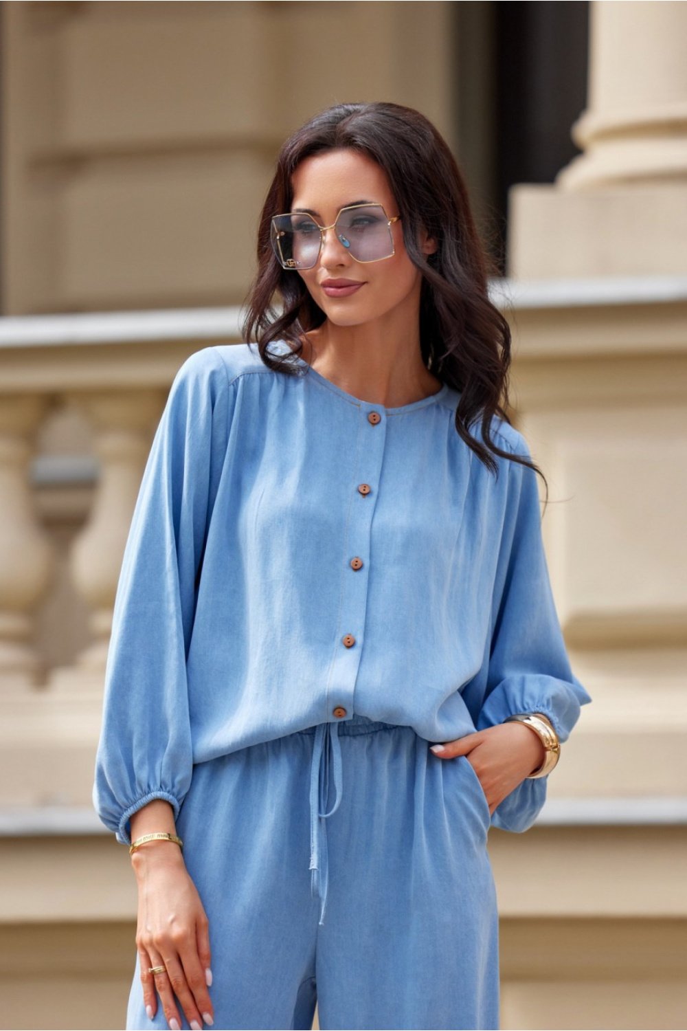 Image of Chemise manche longue bleue