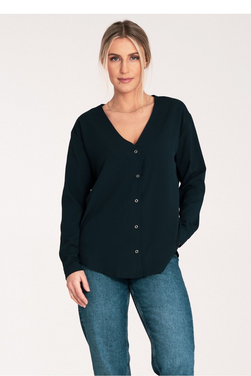 Image of Chemise manche longue bleue marine