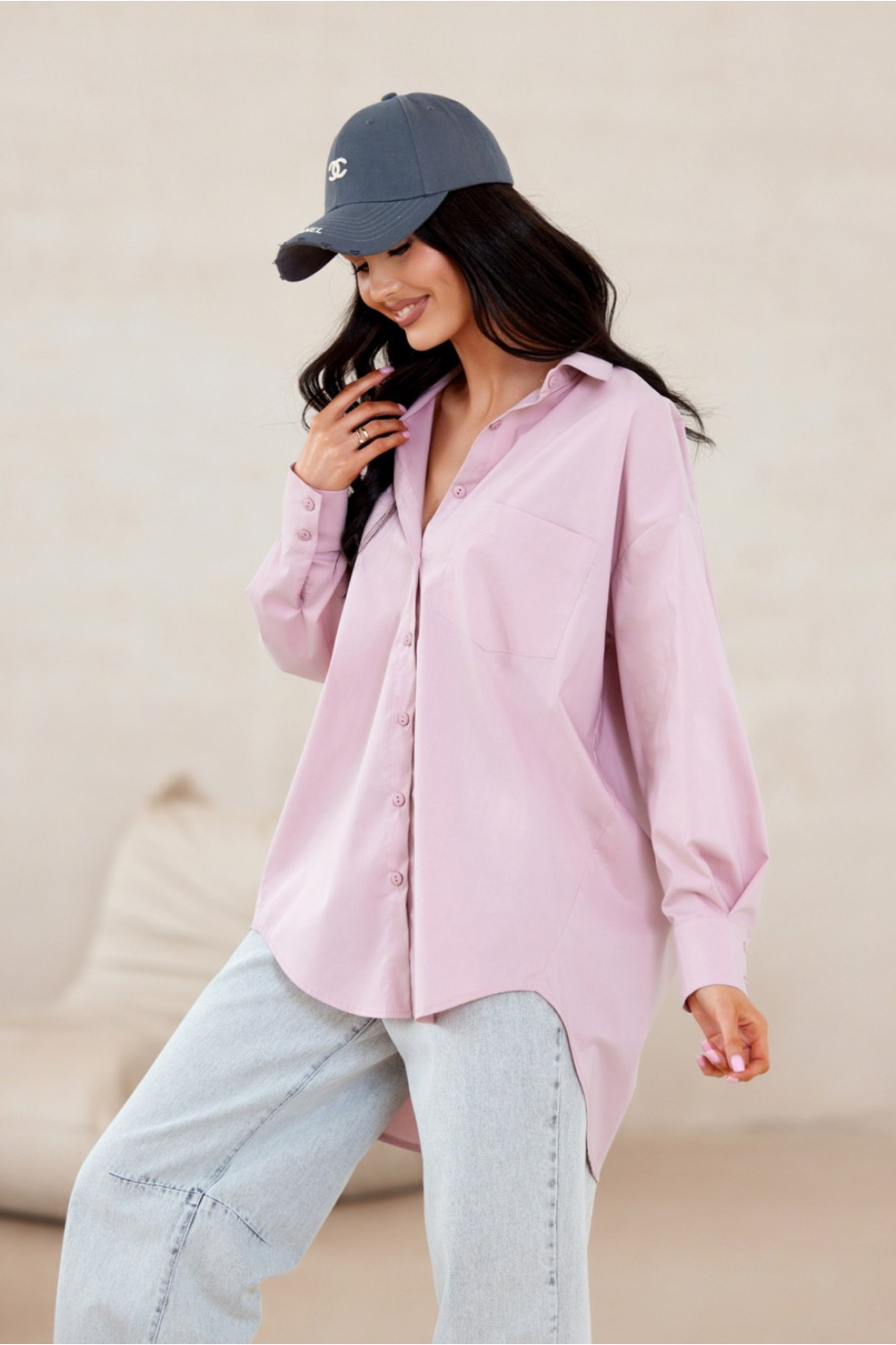 Image of Chemise manche longue rosé