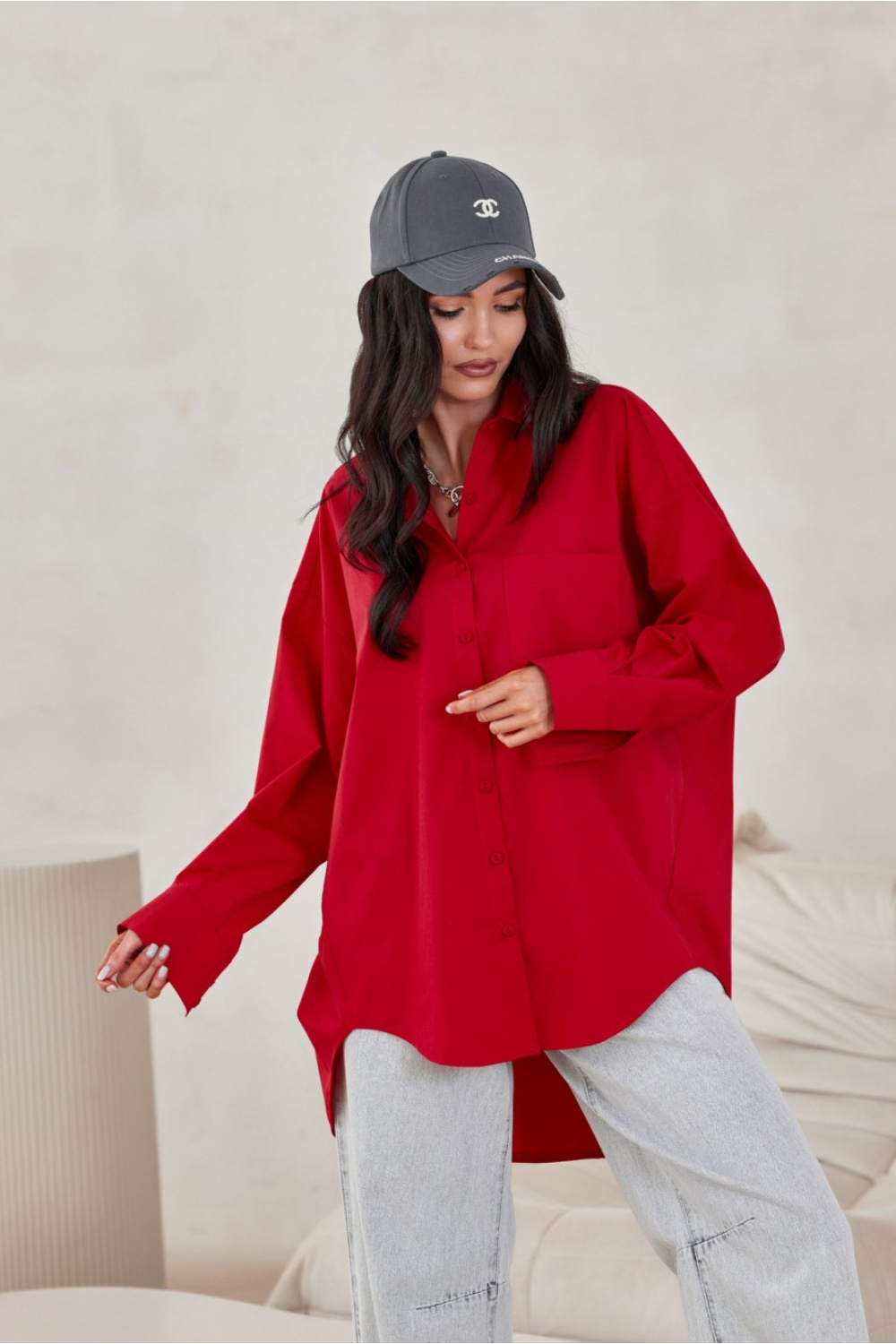 Image of Chemise manche longue rouge