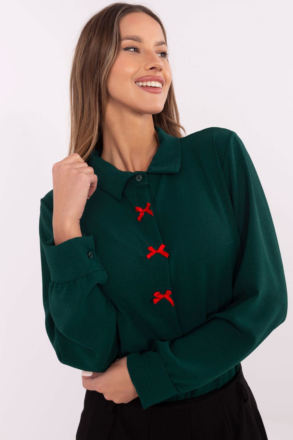Image of Chemise manche longue verte