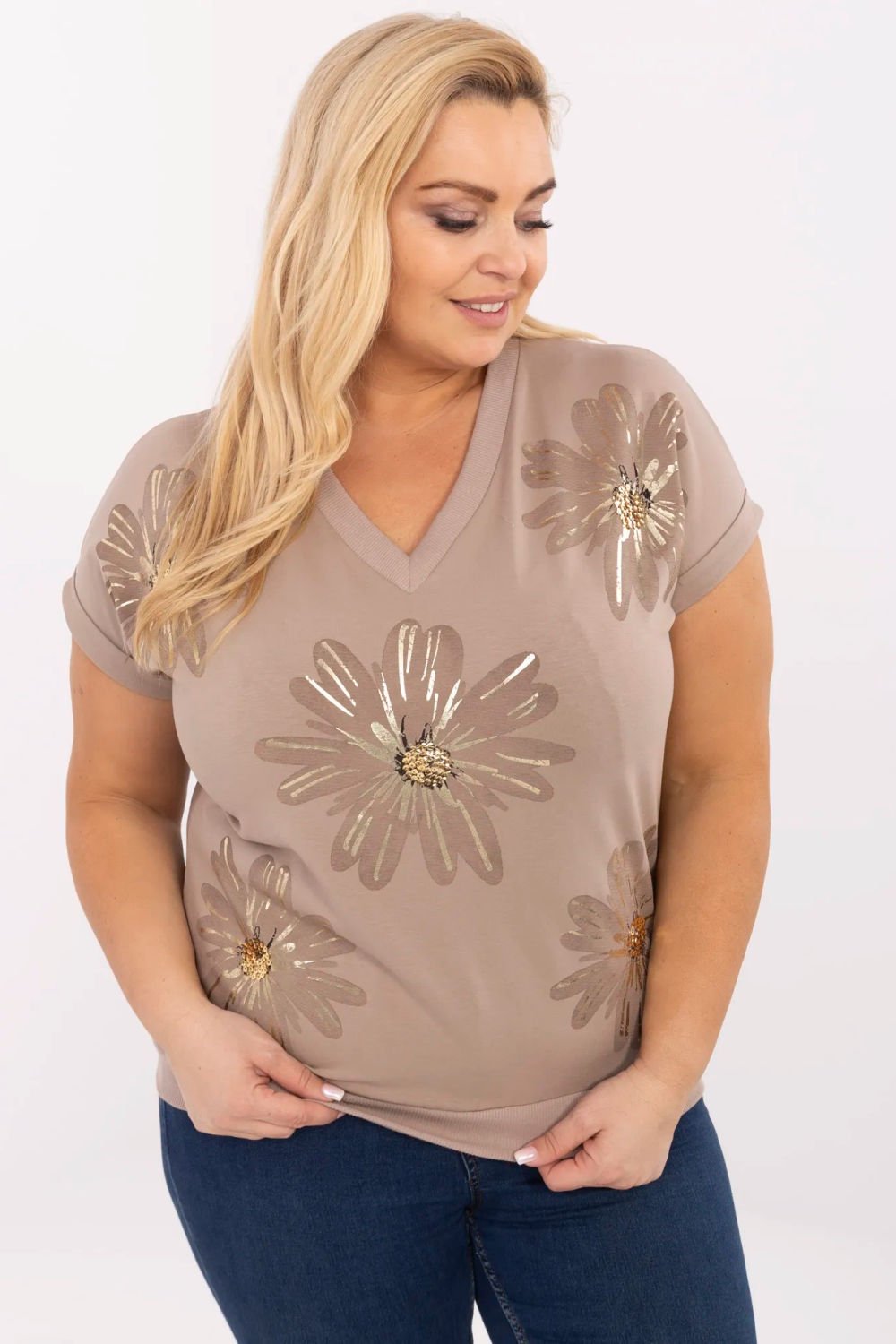 Image of Chemisier grande taille beige