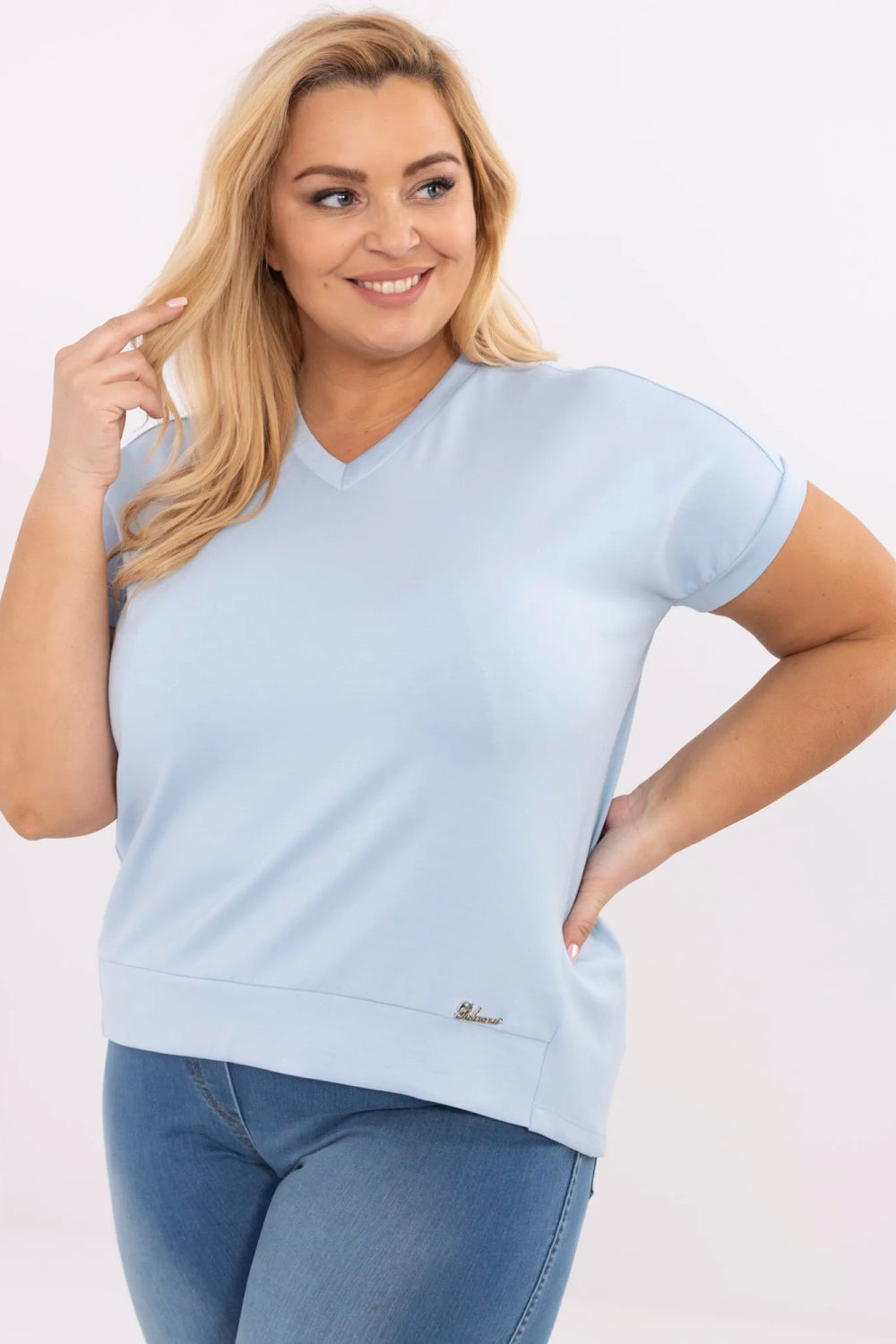 Image of Chemisier grande taille bleu