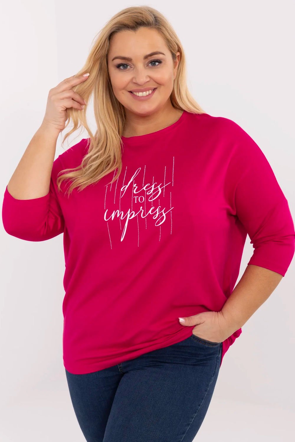 Image of Chemisier grande taille rose