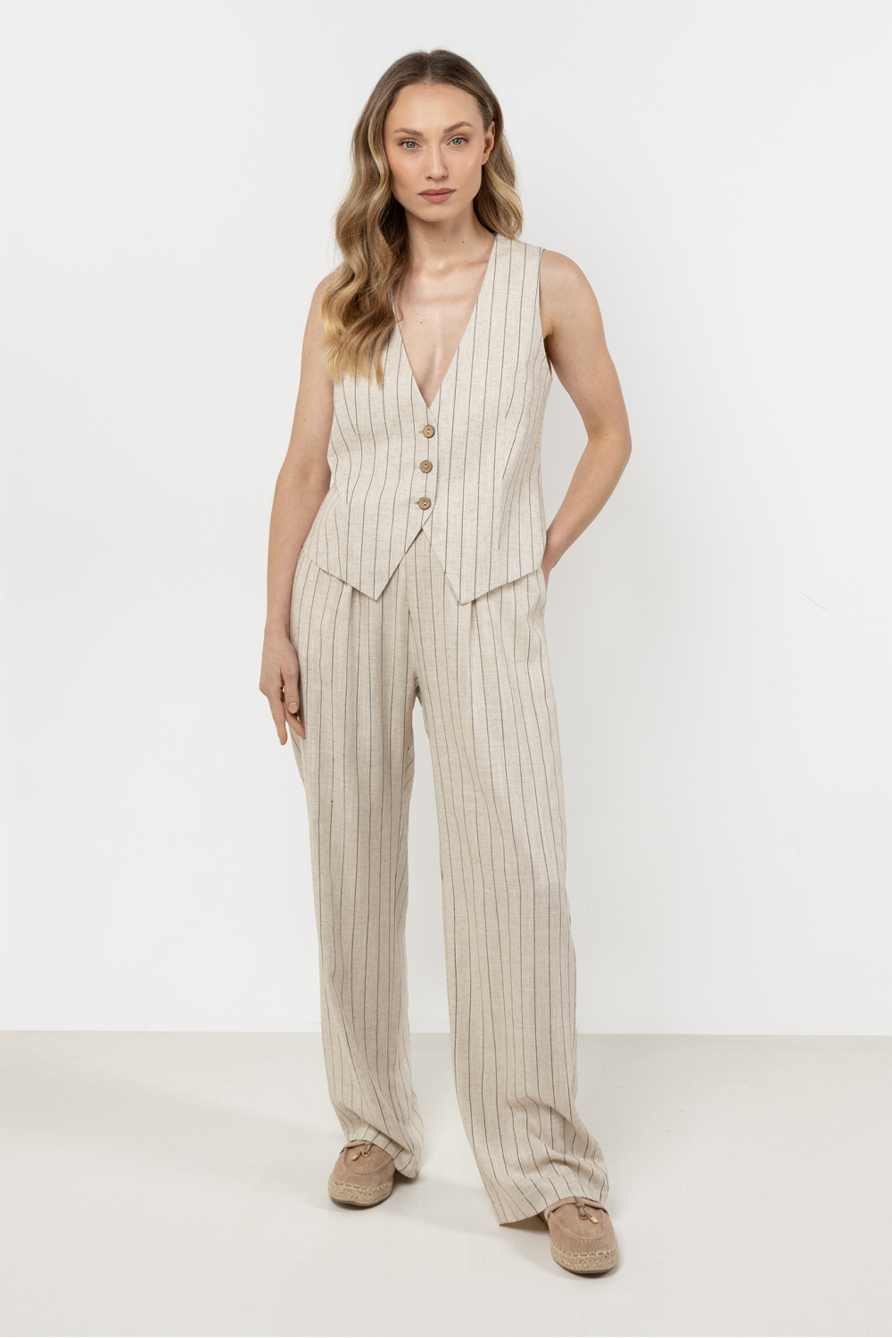 Image of Pantalon femme beige