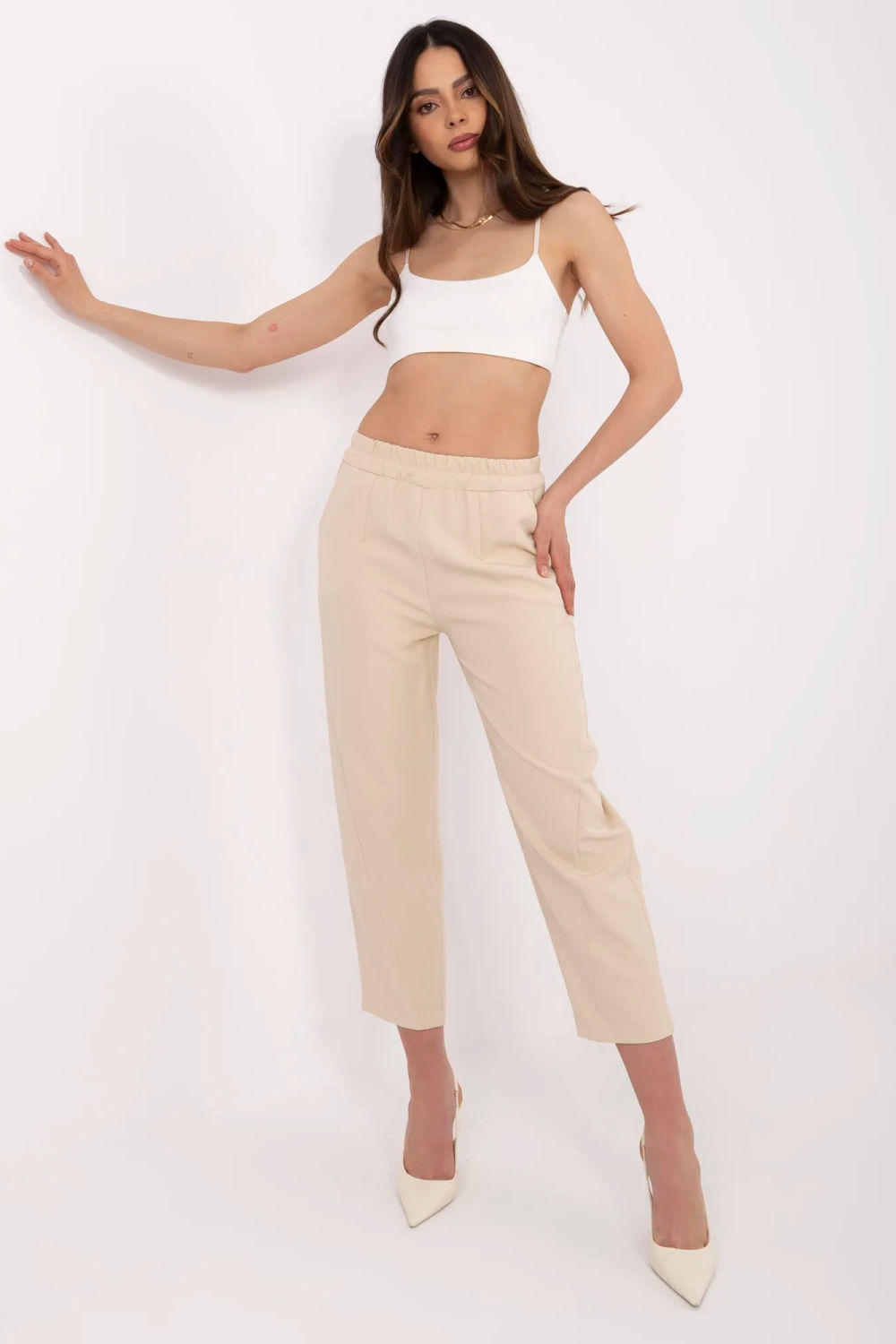 Image of Pantalon femme beige
