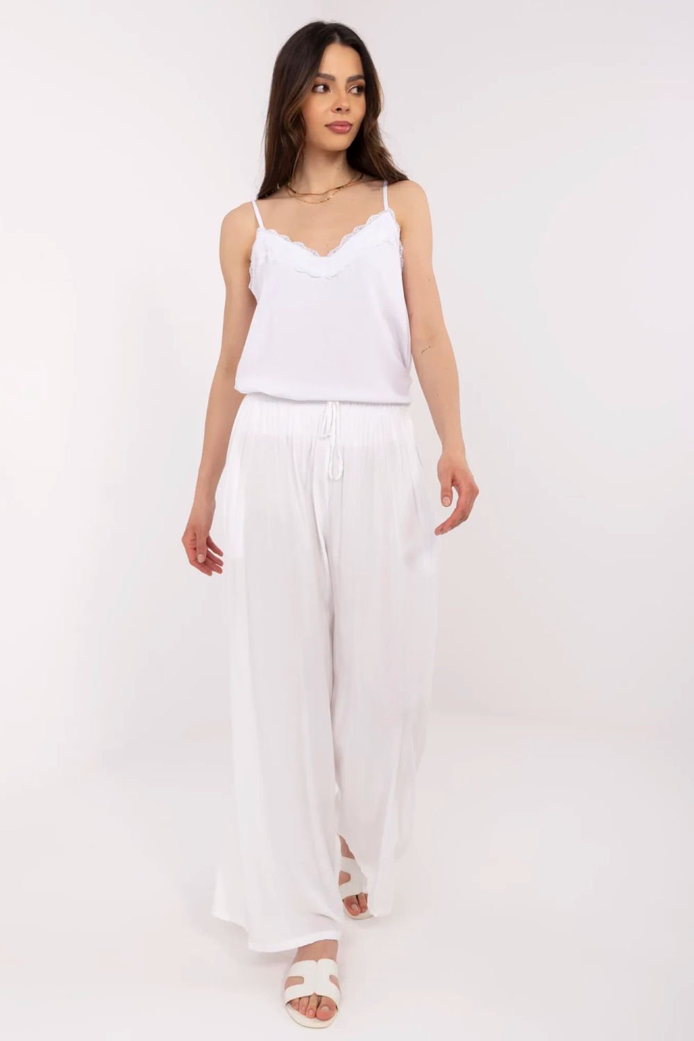 Image of Pantalon femme blanc