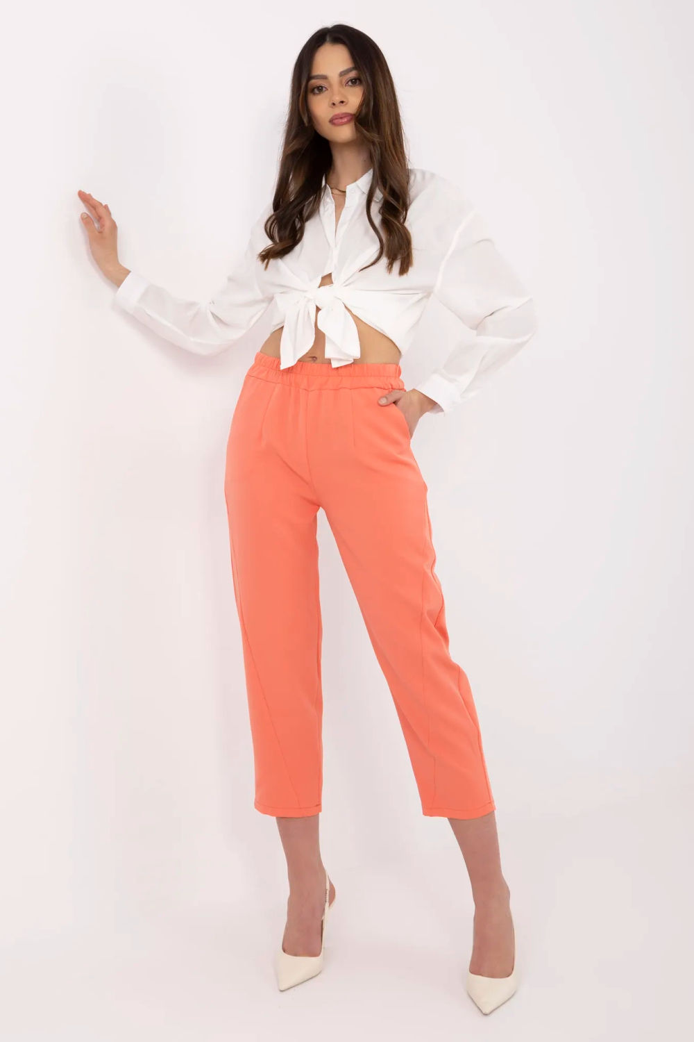 Image of Pantalon femme orange