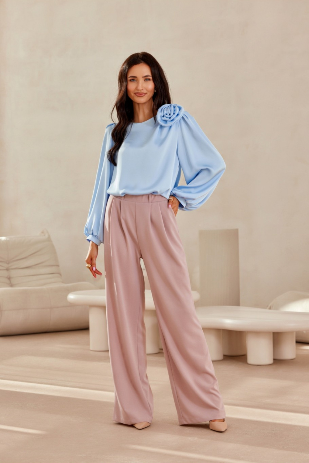 Image of Pantalon femme rosé