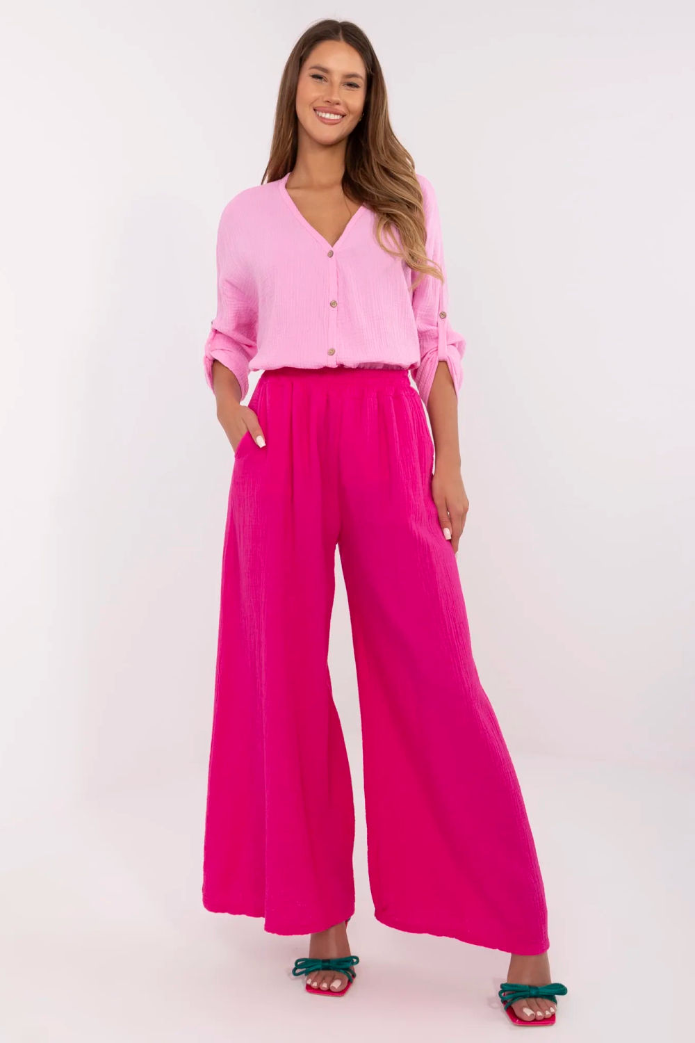 Image of Pantalon femme rosé