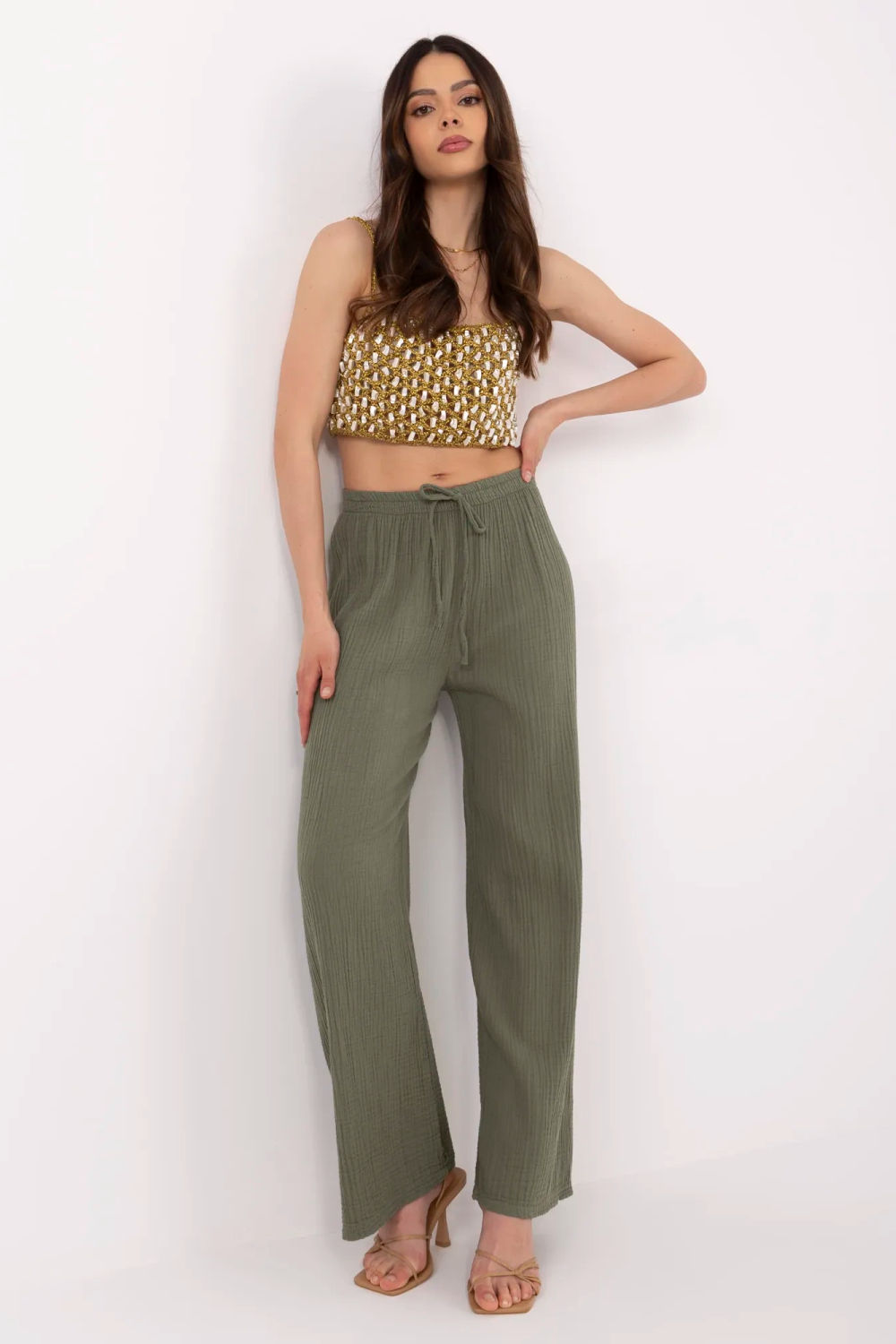 Image of Pantalon femme vert
