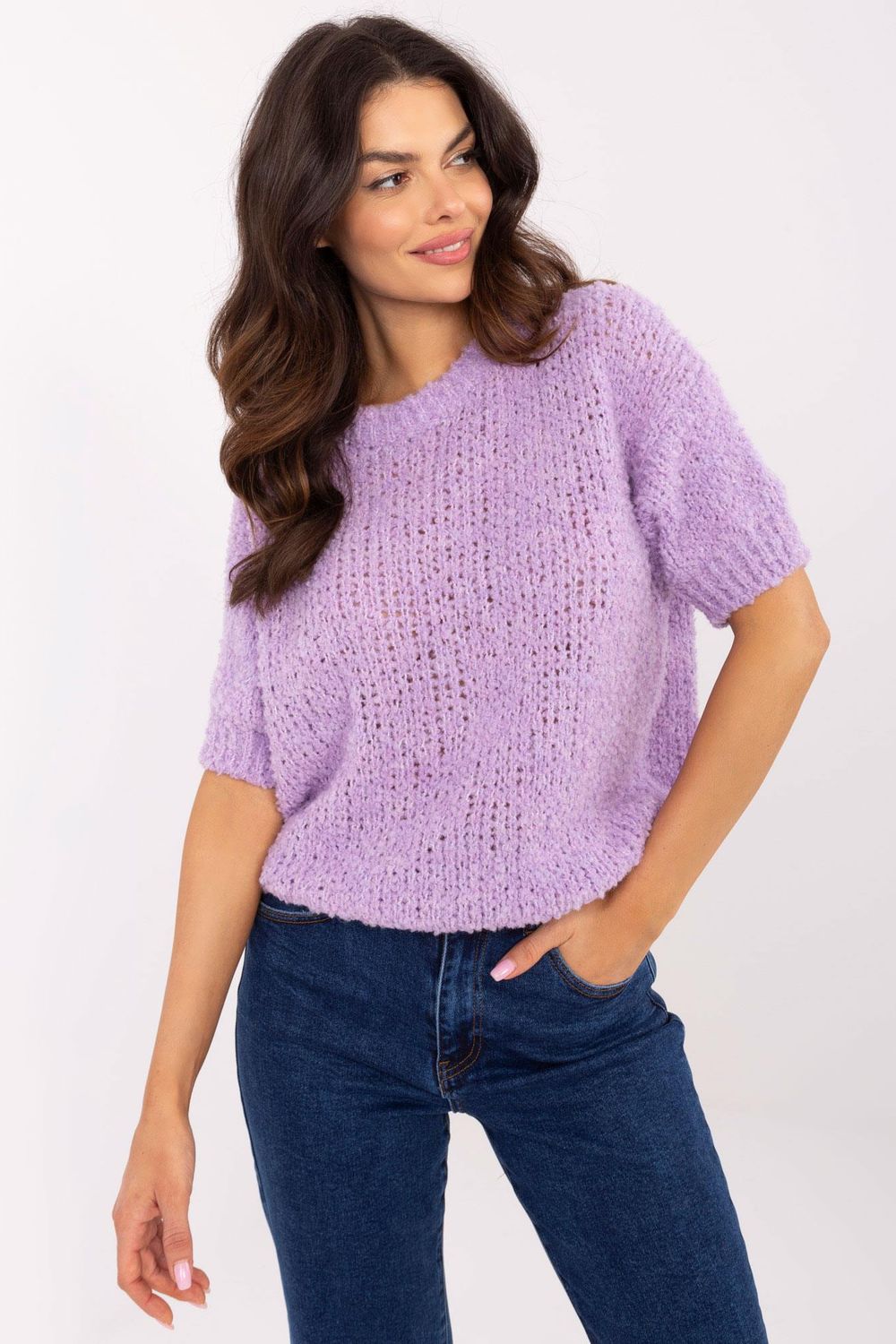 Image of Pull à manches courtes violet