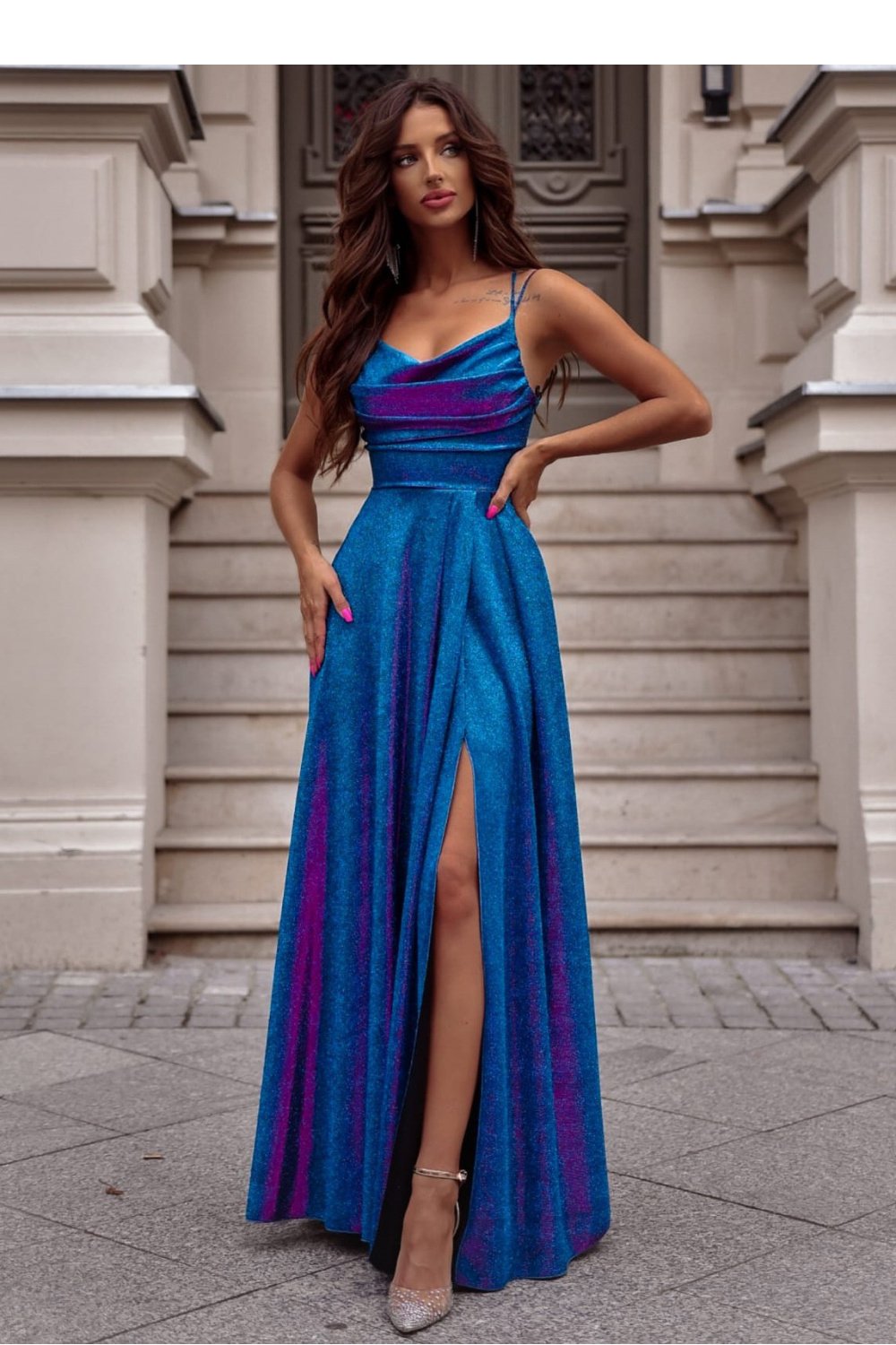 Image of Robe longue bleue
