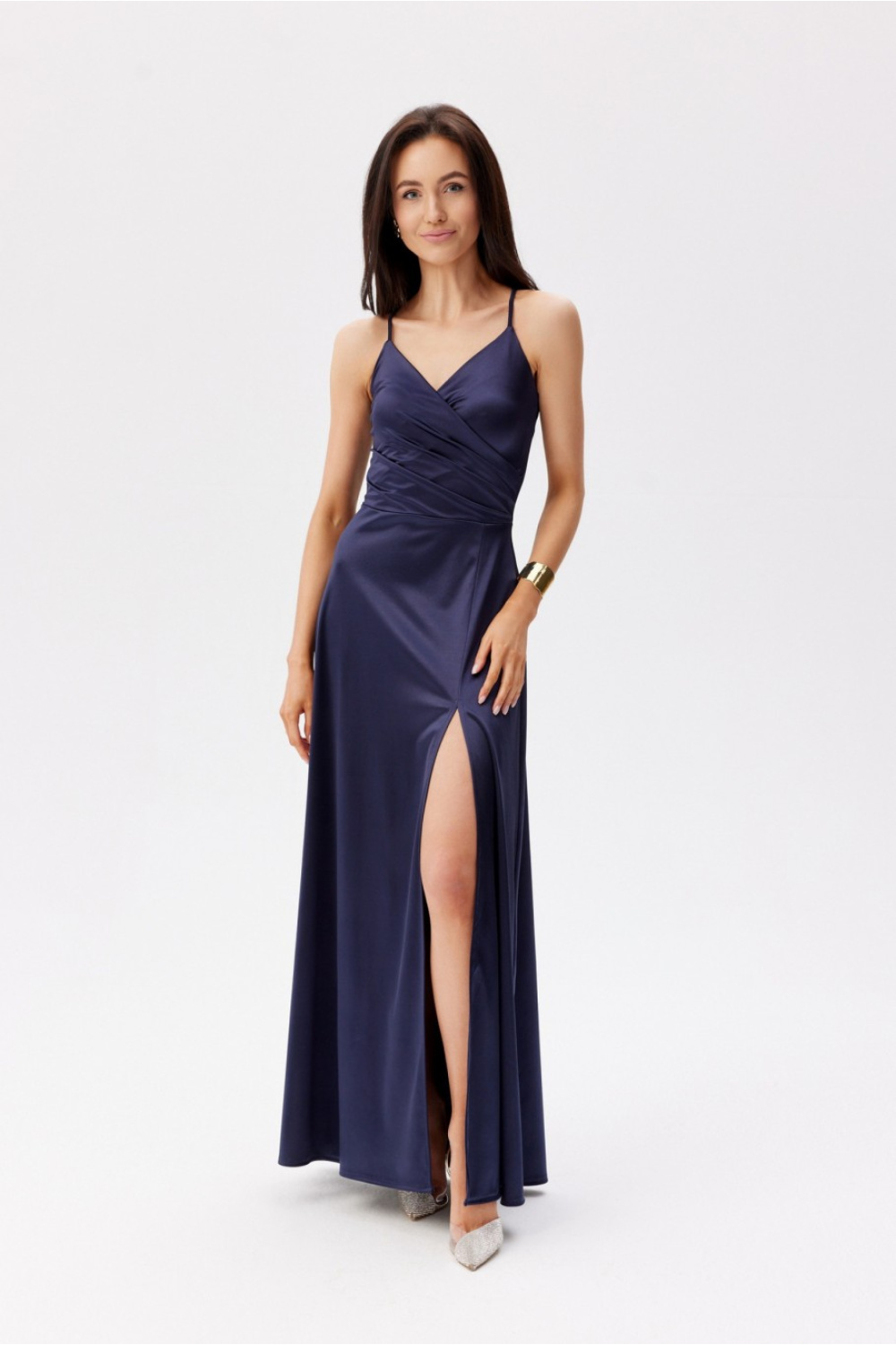 Image of Robe longue bleue marine