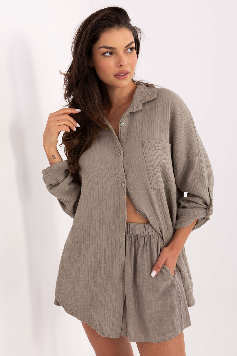 Image of Chemise manche longue beige