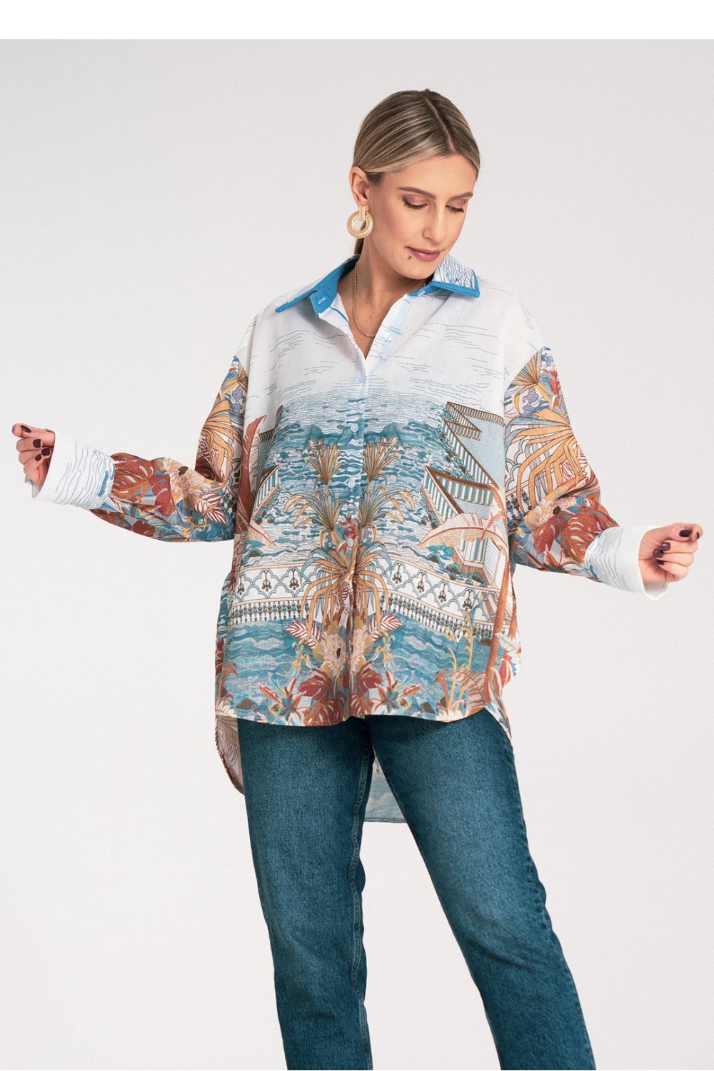 Image of Chemise manche longue bleue