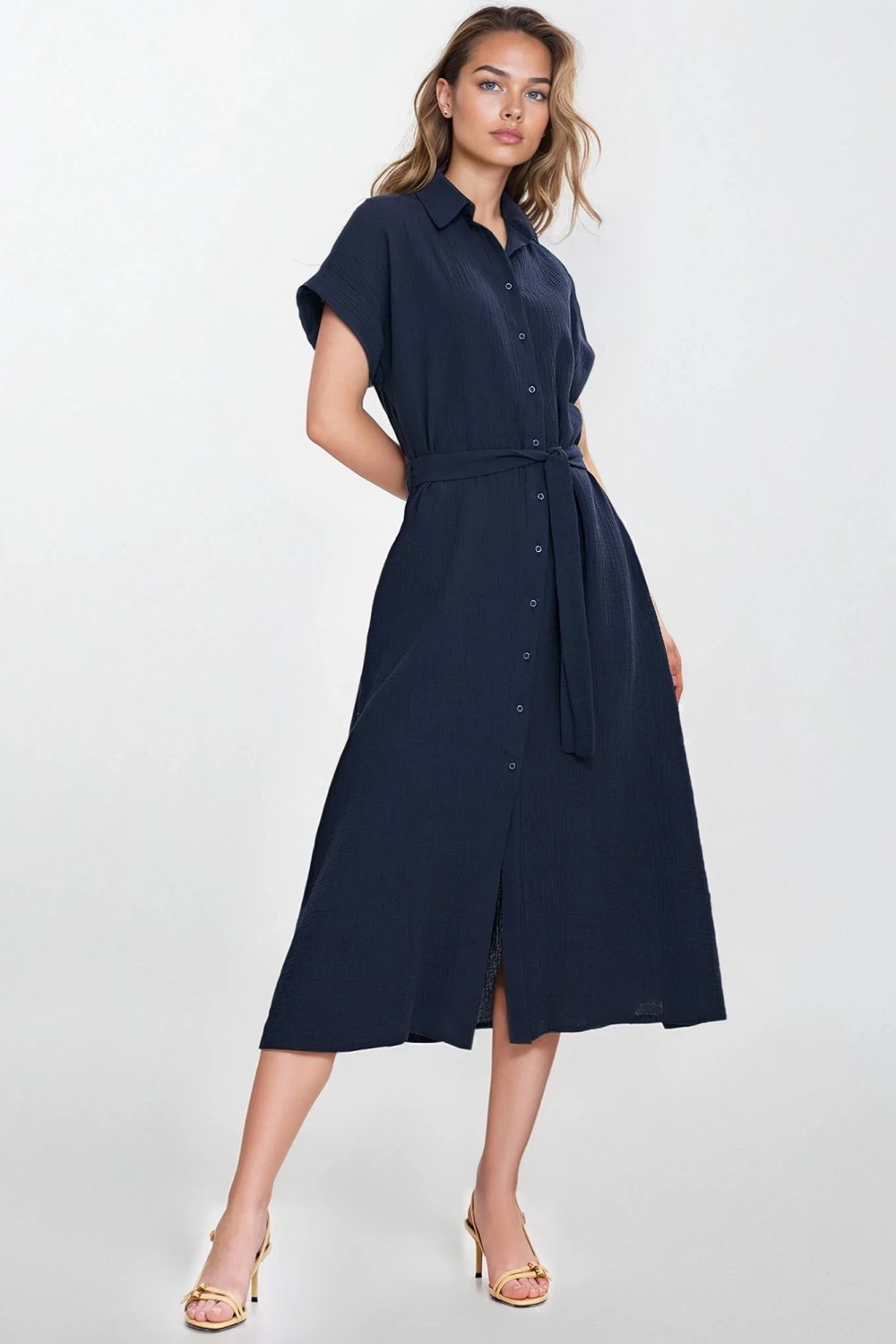 Image of Robe de jour bleue marine
