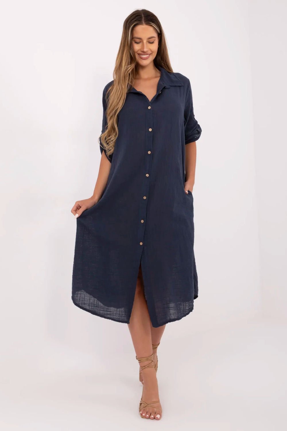 Image of Robe de jour bleue marine