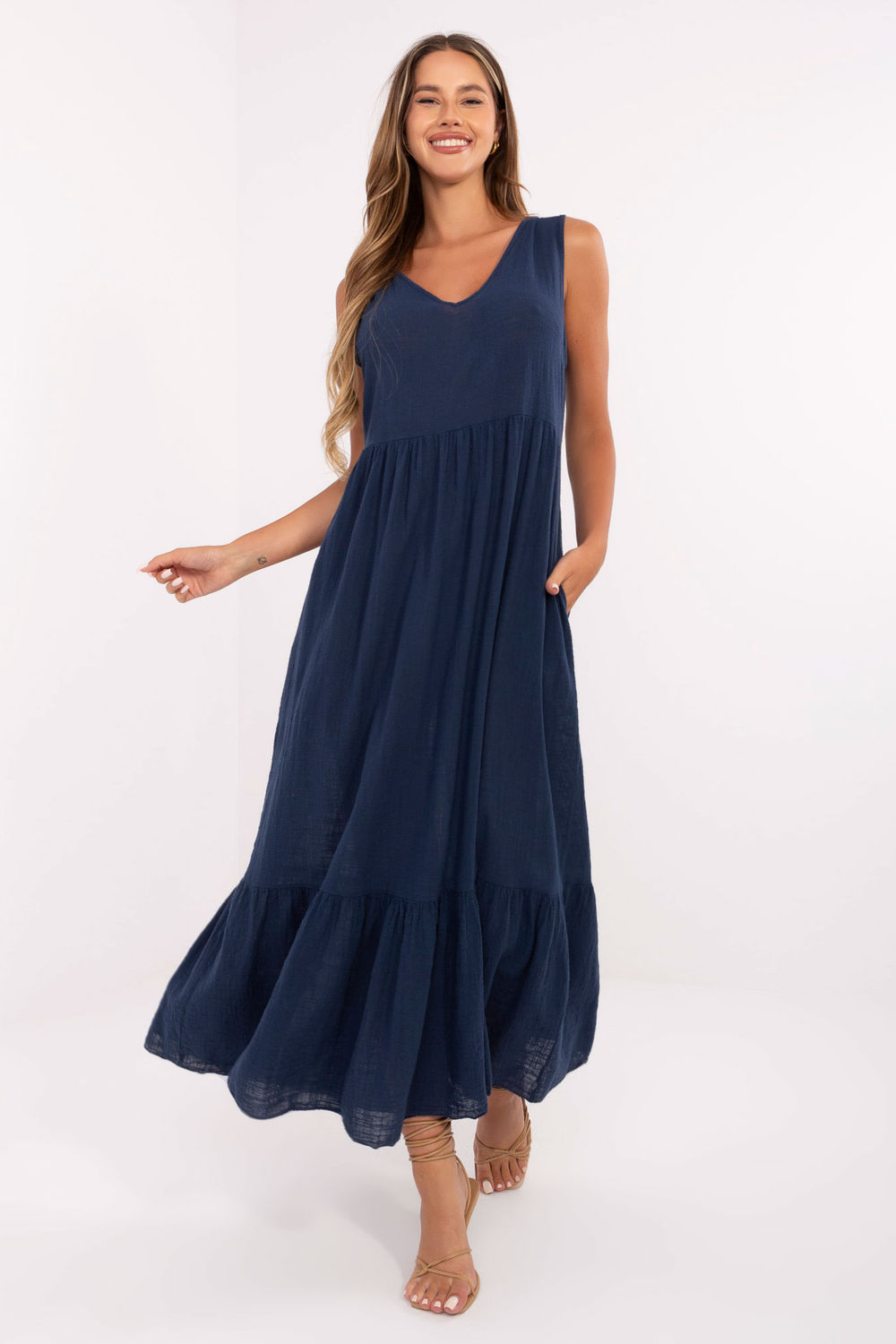 Image of Robe de jour bleue marine