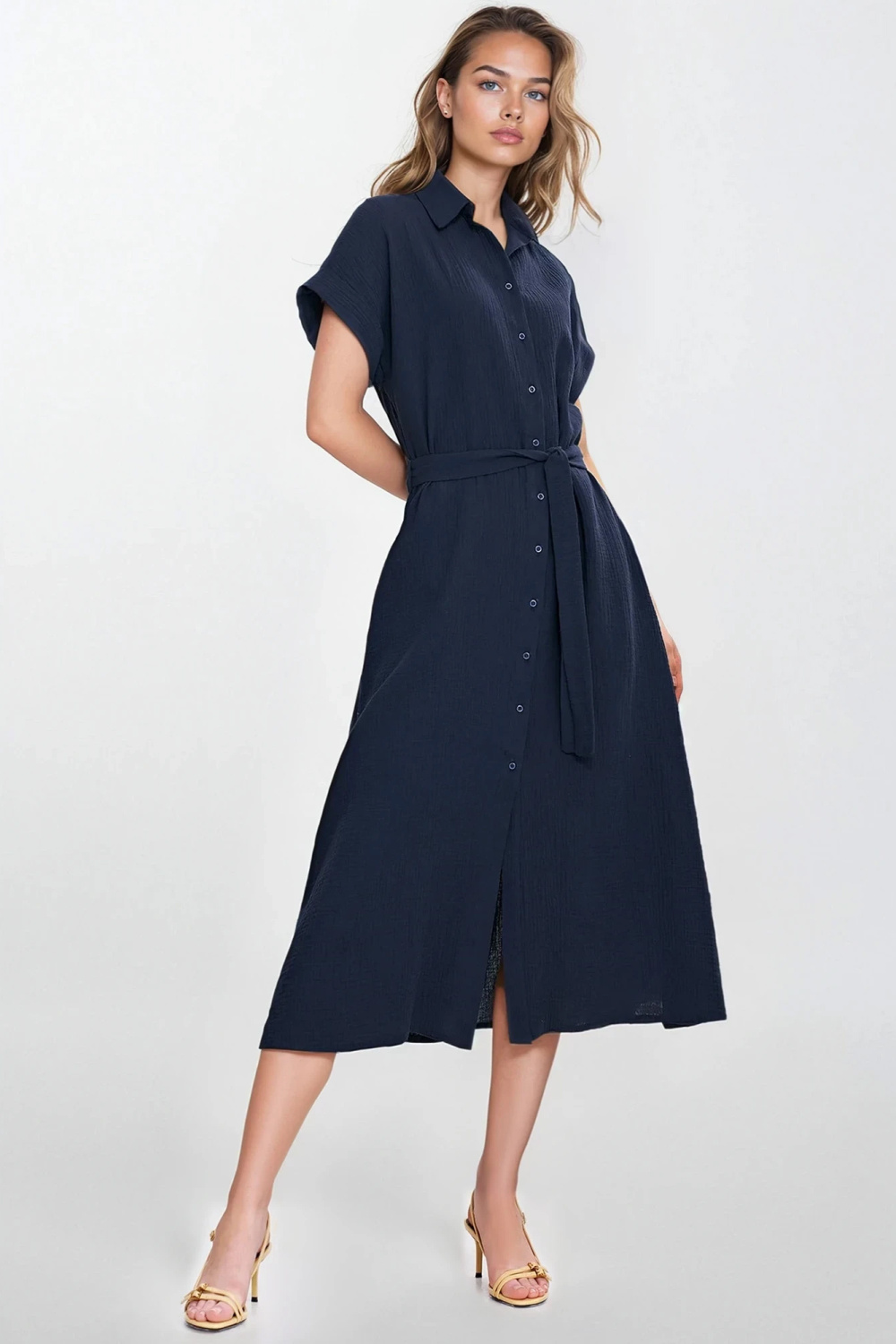 Image of Robe de jour bleue marine