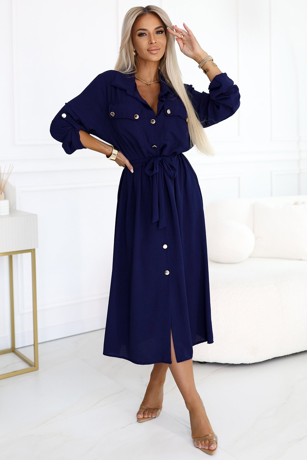 Image of Robe de jour bleue marine