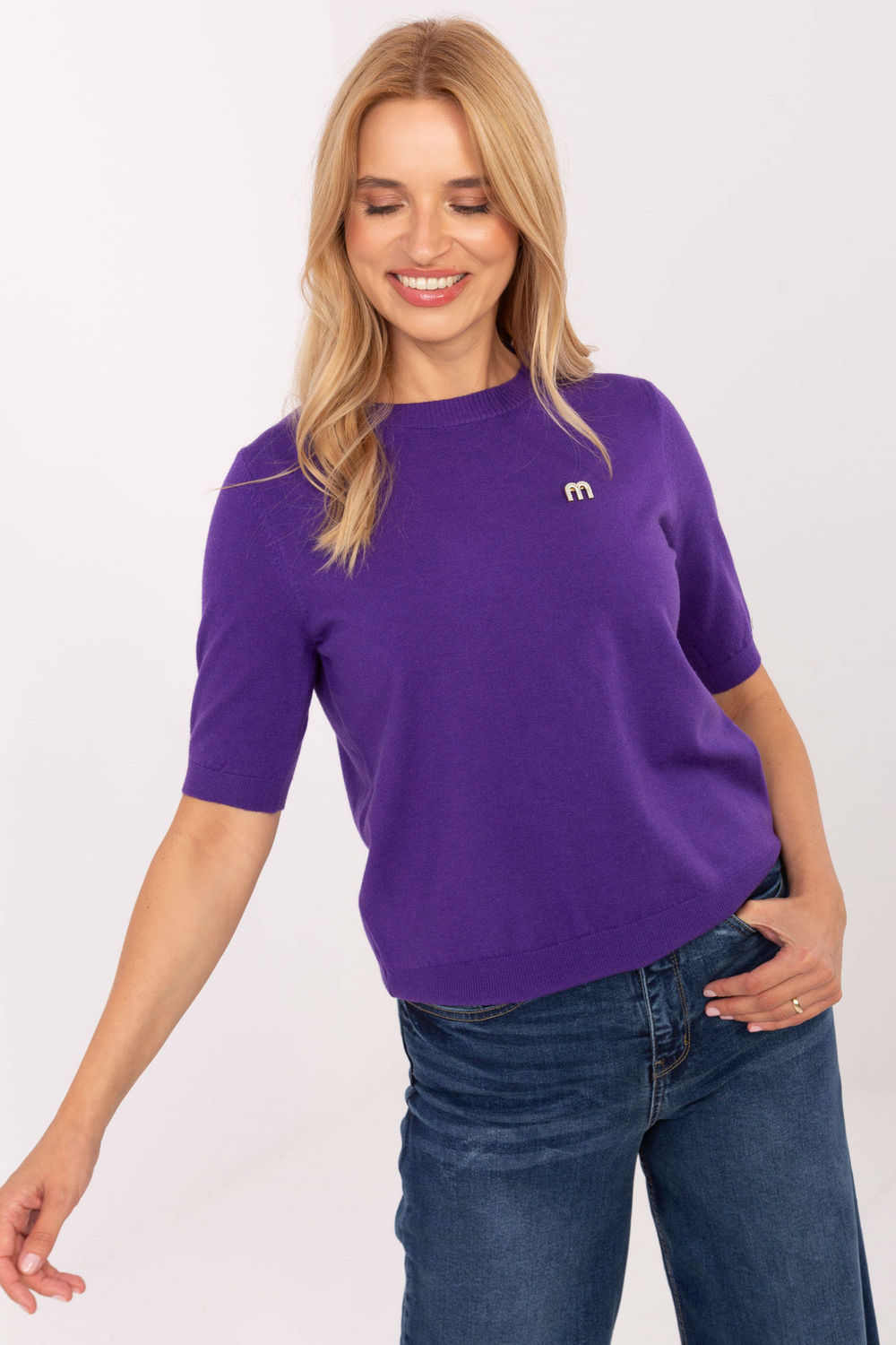 Image of Pull à manches courtes violet