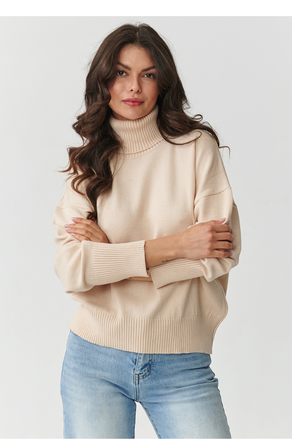 Image of Col roulé beige