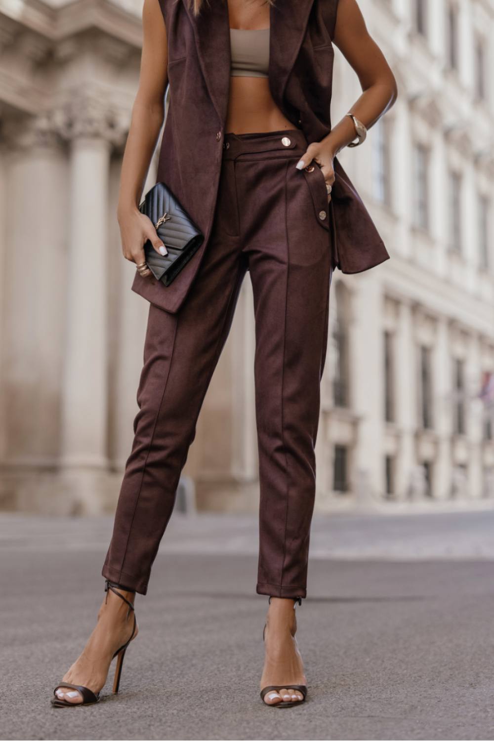 Image of Pantalon femme brun
