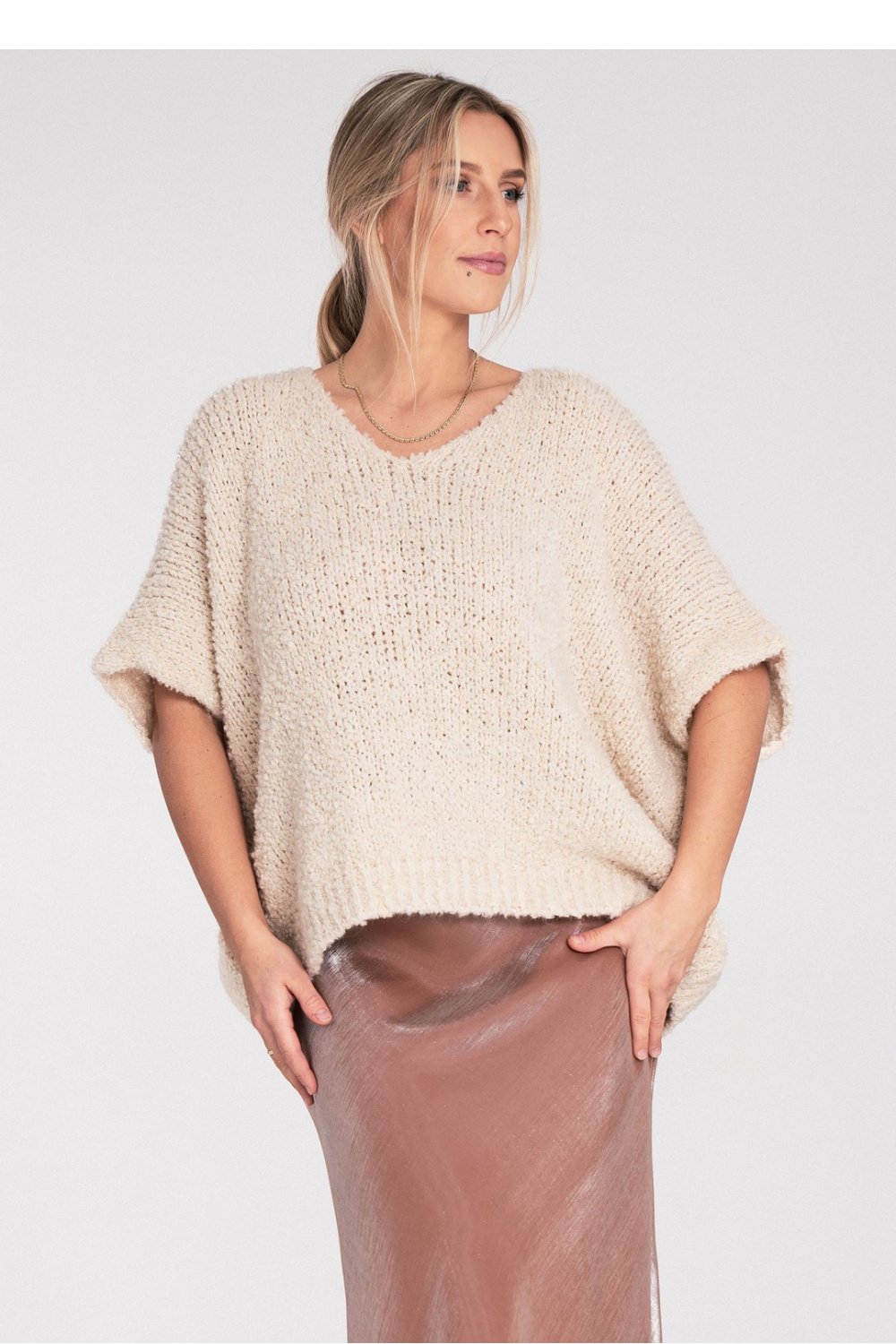 Image of Pull à manches courtes beige