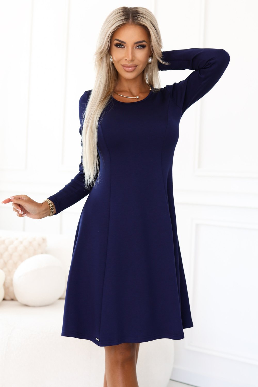 Image of Robe de jour bleue marine