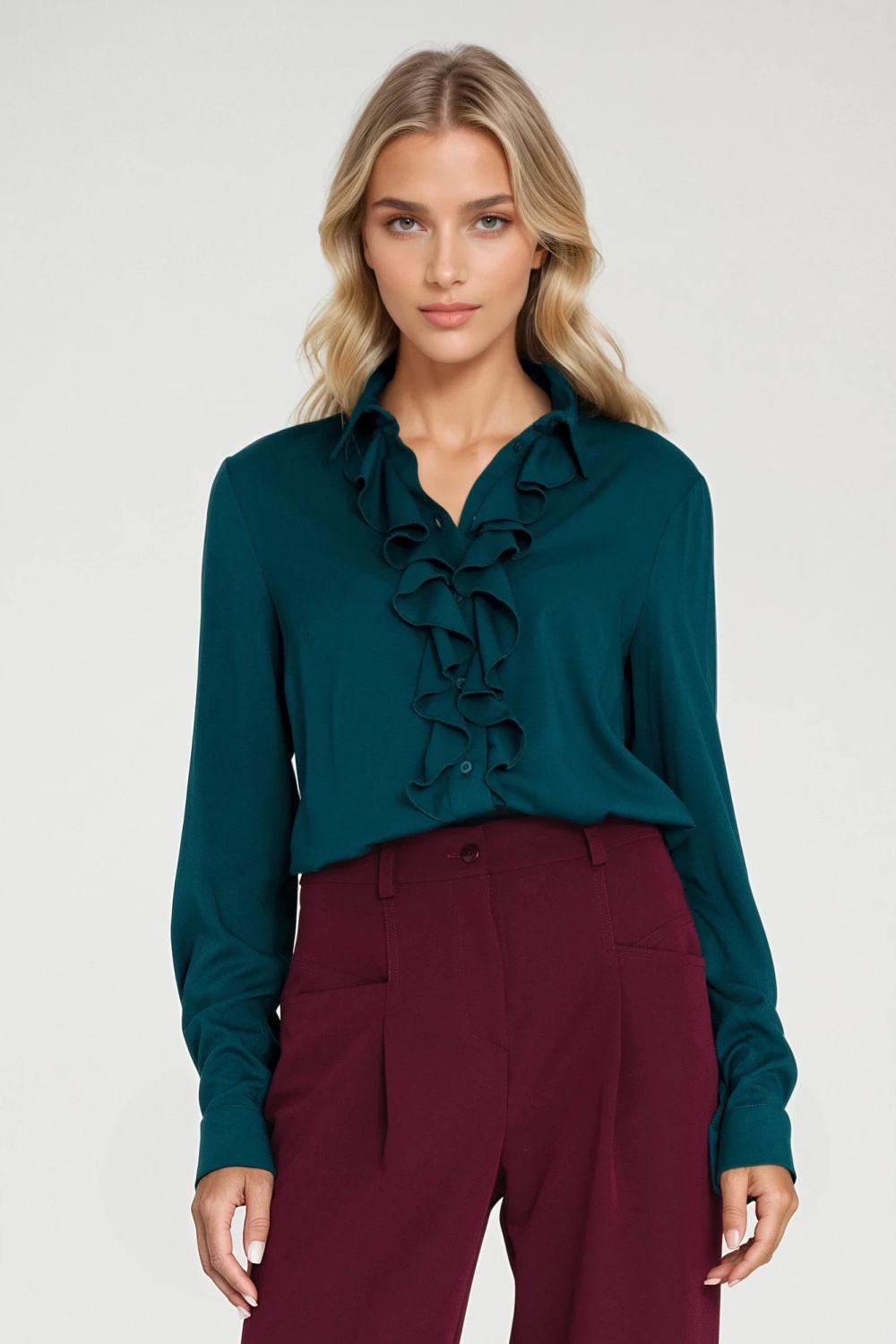 Image of Chemise manche longue verte