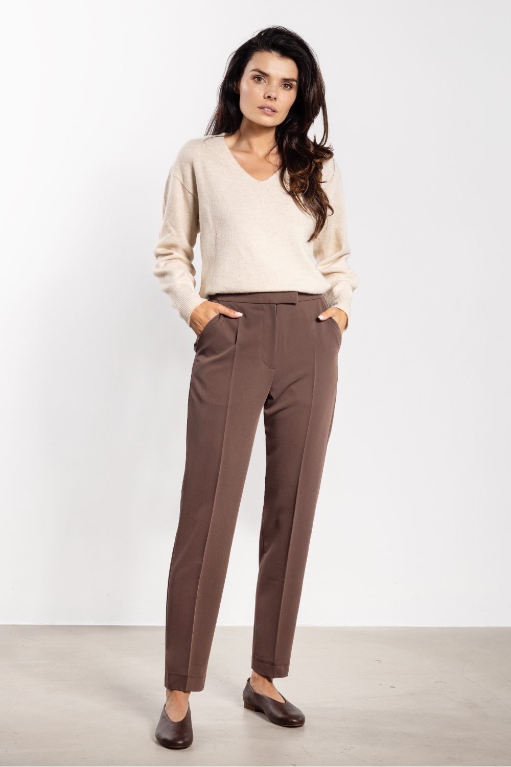 Image of Pantalon femme brun