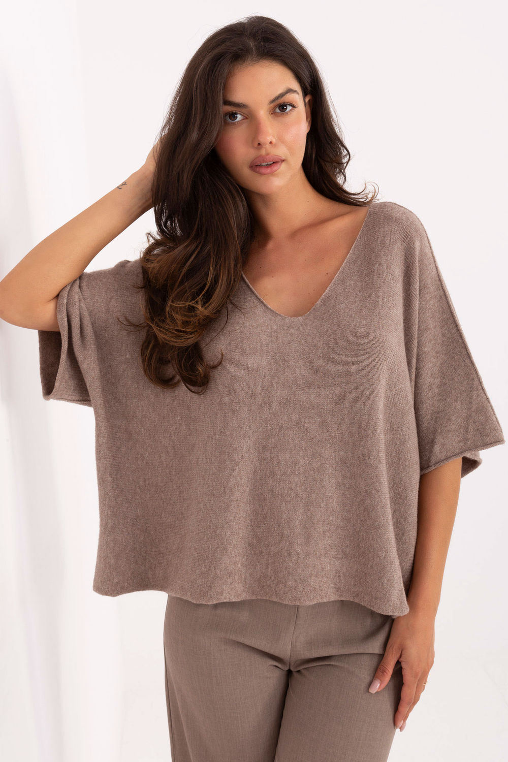 Image of Pull à manches courtes beige