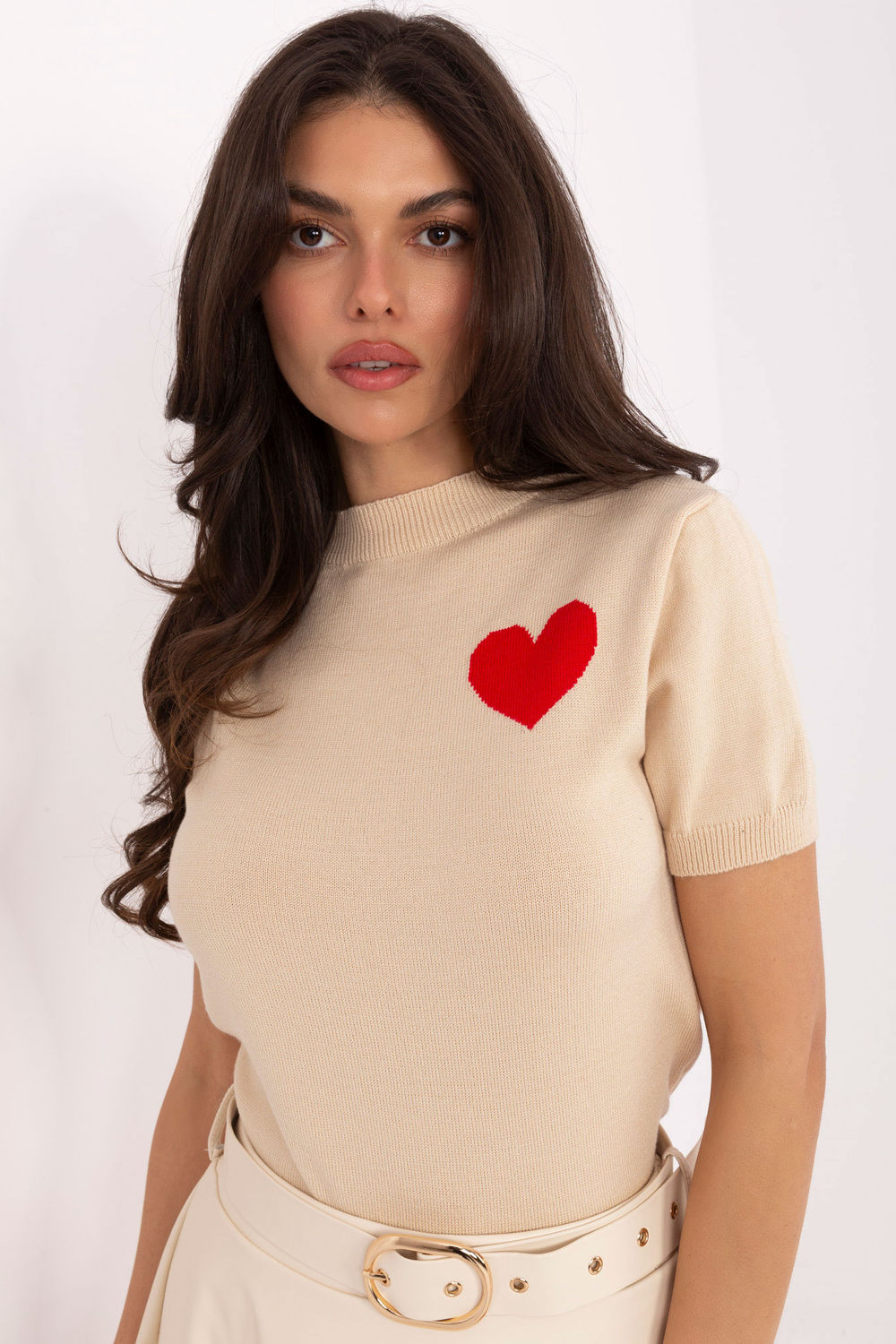 Image of Pull à manches courtes beige