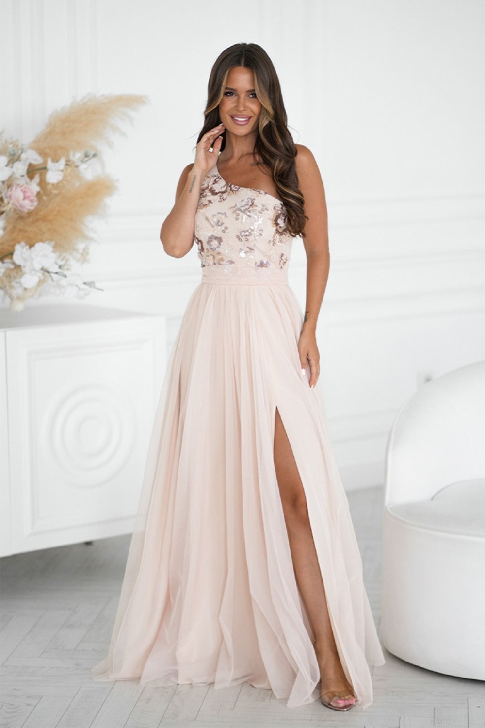 Image of Robe longue beige