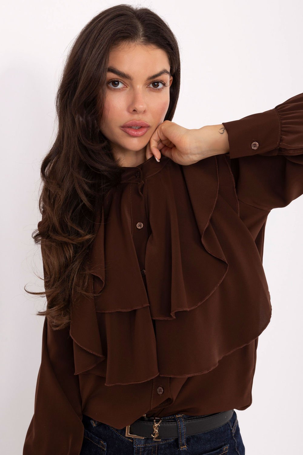Image of Chemise manche longue brune