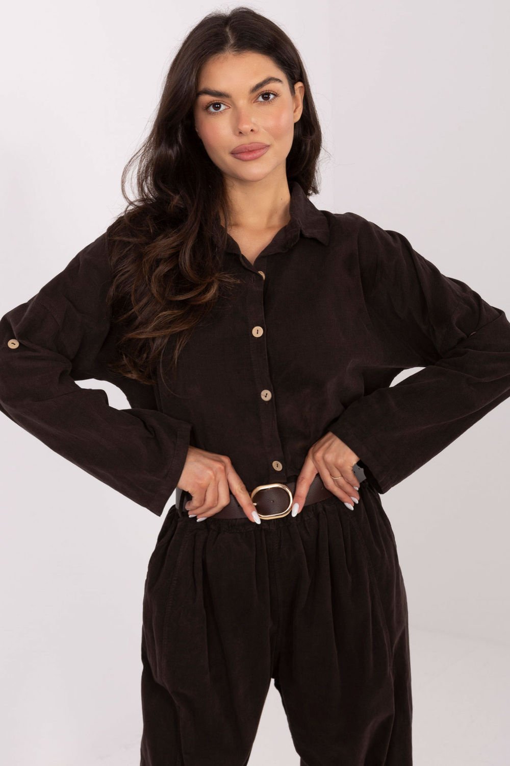 Image of Chemise manche longue brune