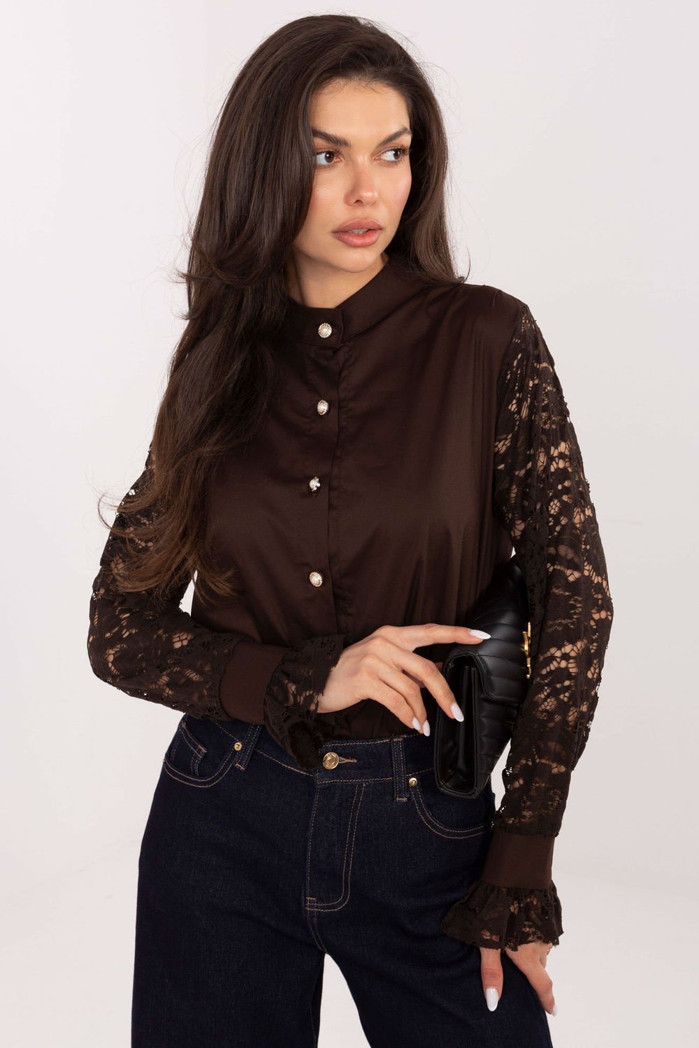 Image of Chemise manche longue brune