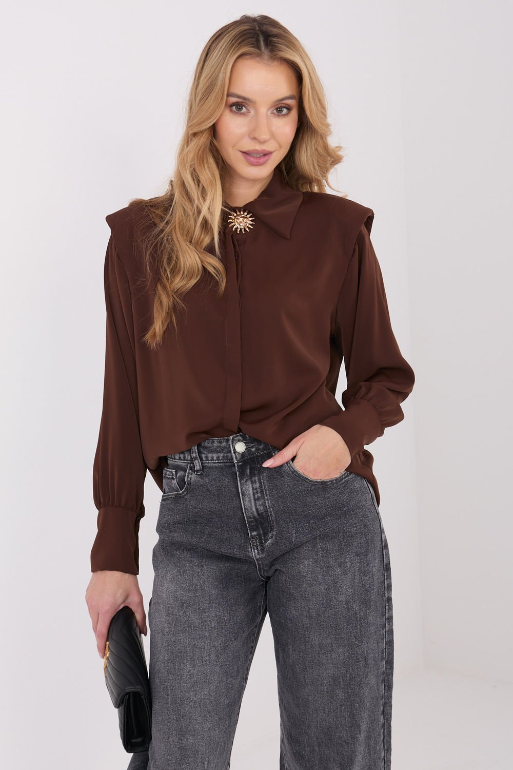 Image of Chemise manche longue brune