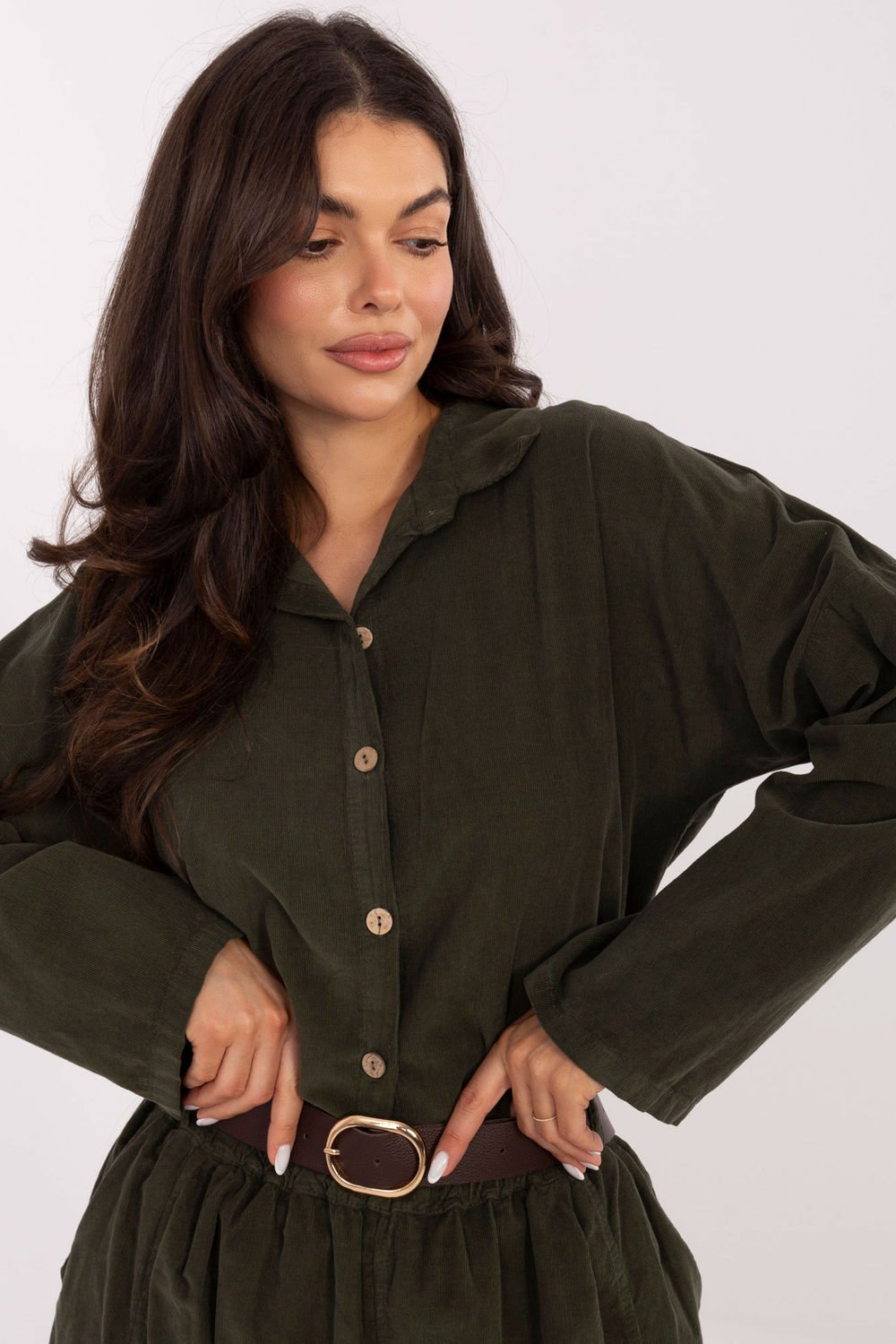 Image of Chemise manche longue verte