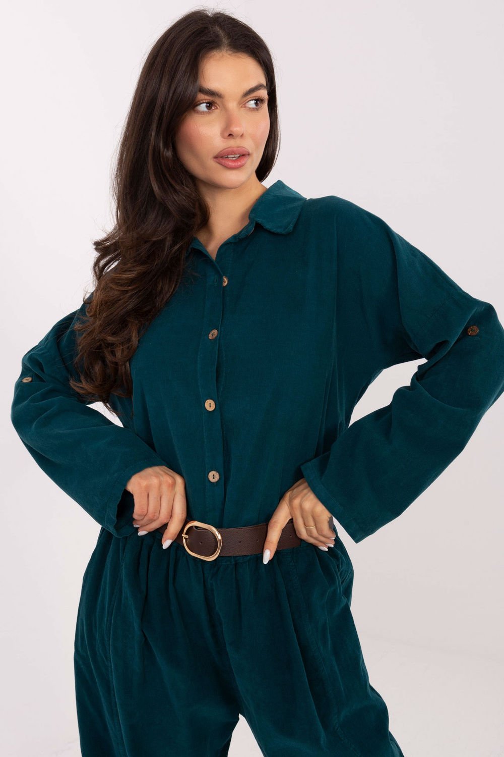 Image of Chemise manche longue verte