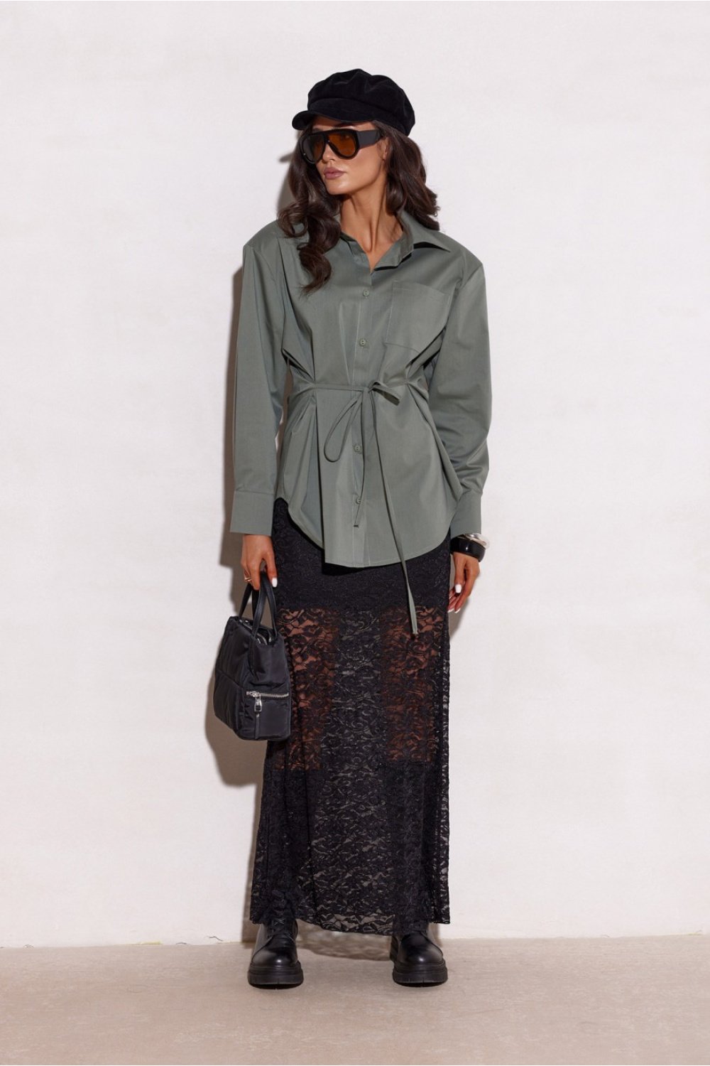 Image of Chemise manche longue verte