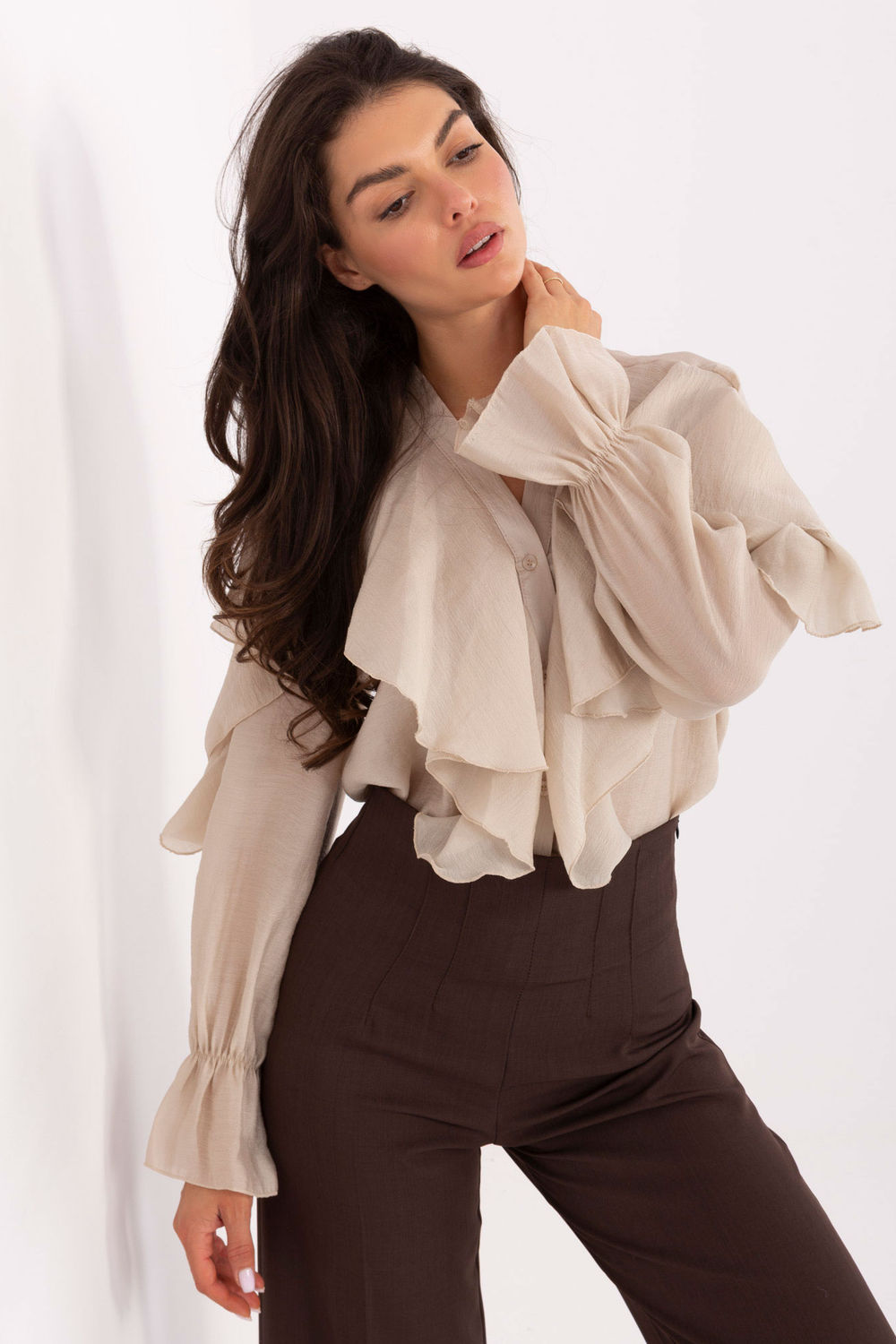 Image of Chemise manche longue beige